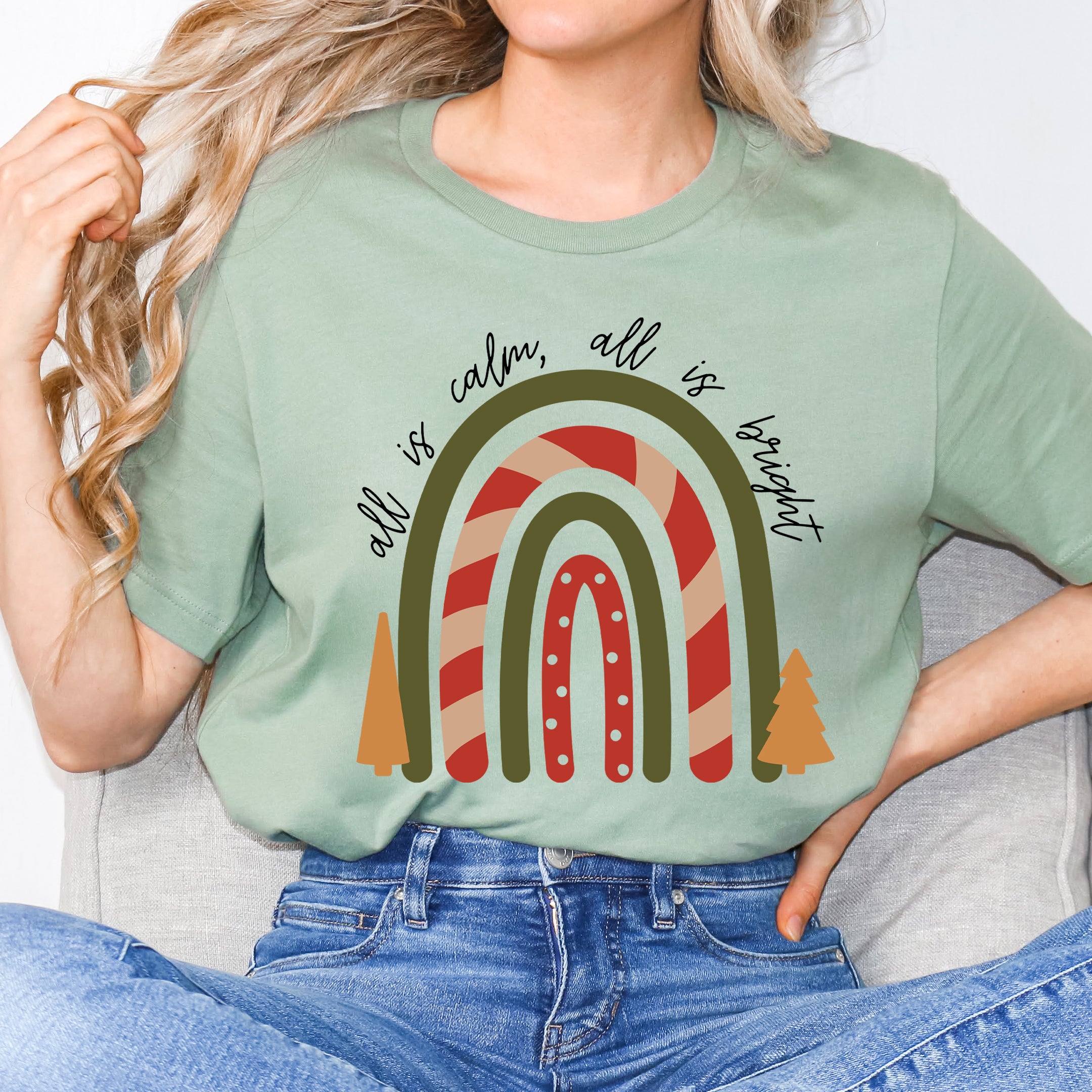 Boho All Is Calm Rainbow | Short Sleeve Crewneck
