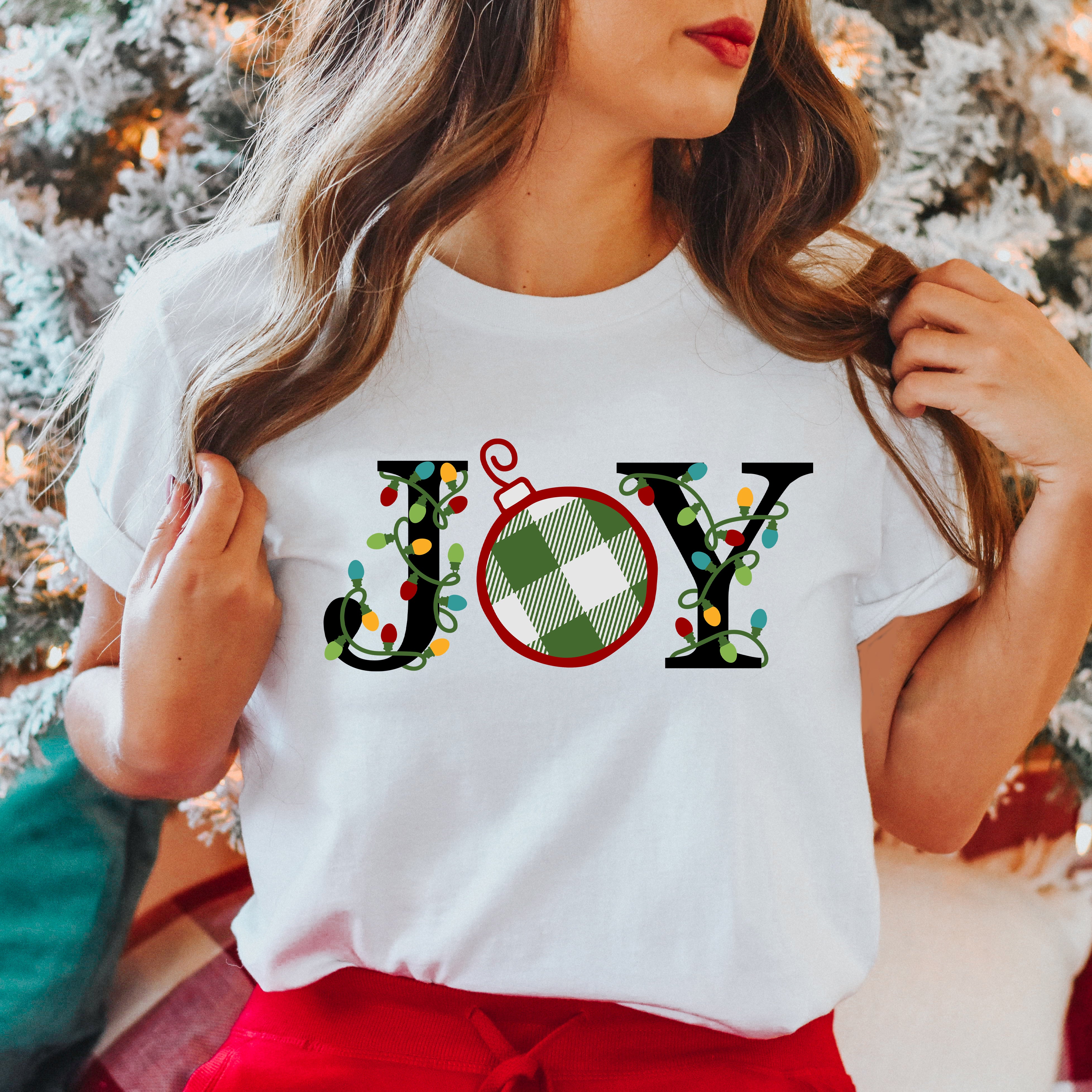 Joy Christmas Lights | Short Sleeve Crew Neck