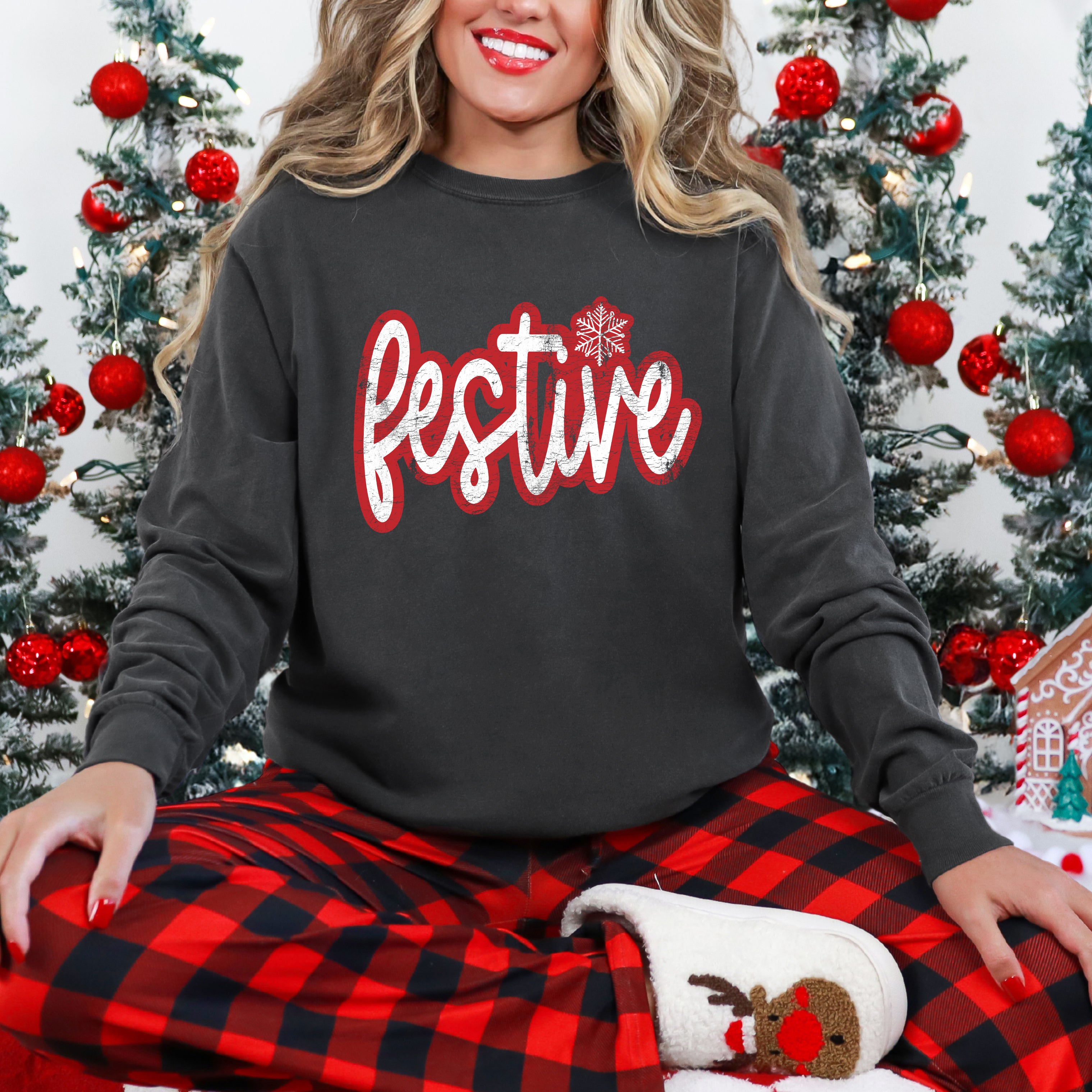 Festive Snowflake | Garment Dyed Sweatshirt