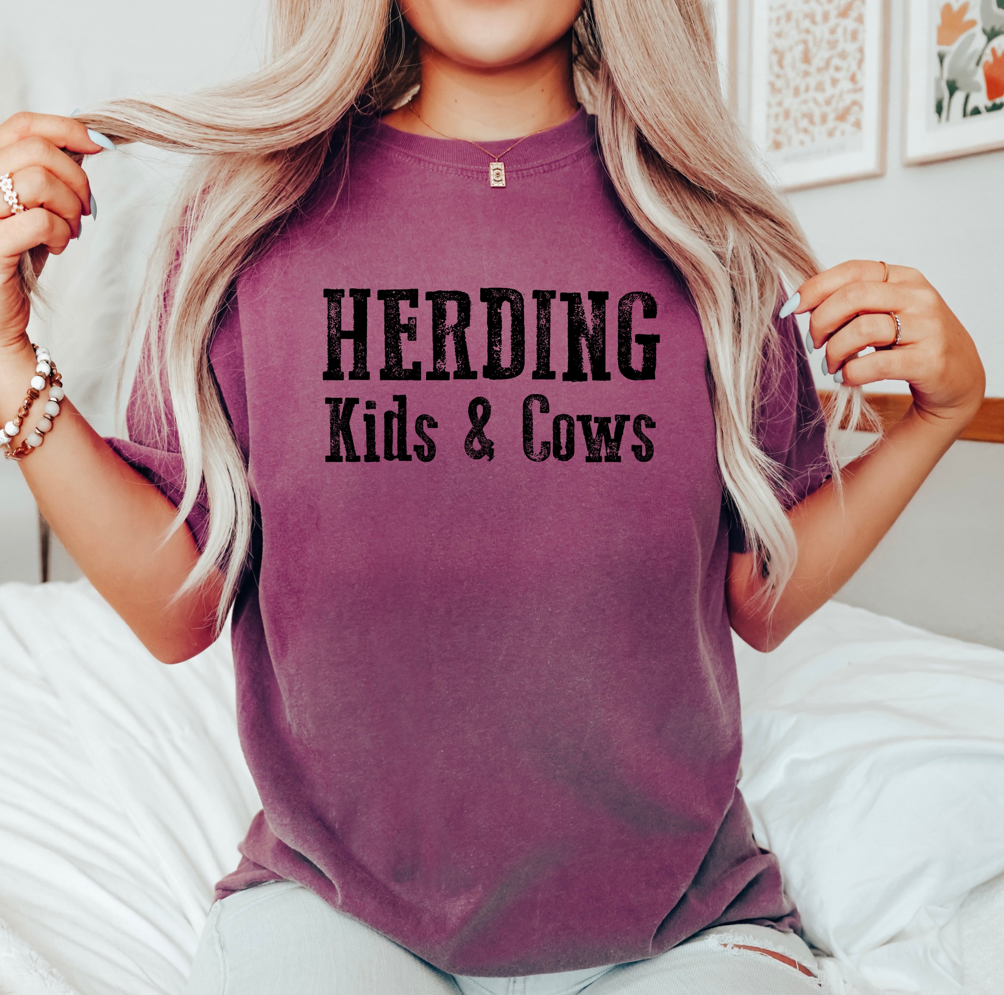Herding Kids And Cows | Garment Dyed Tee