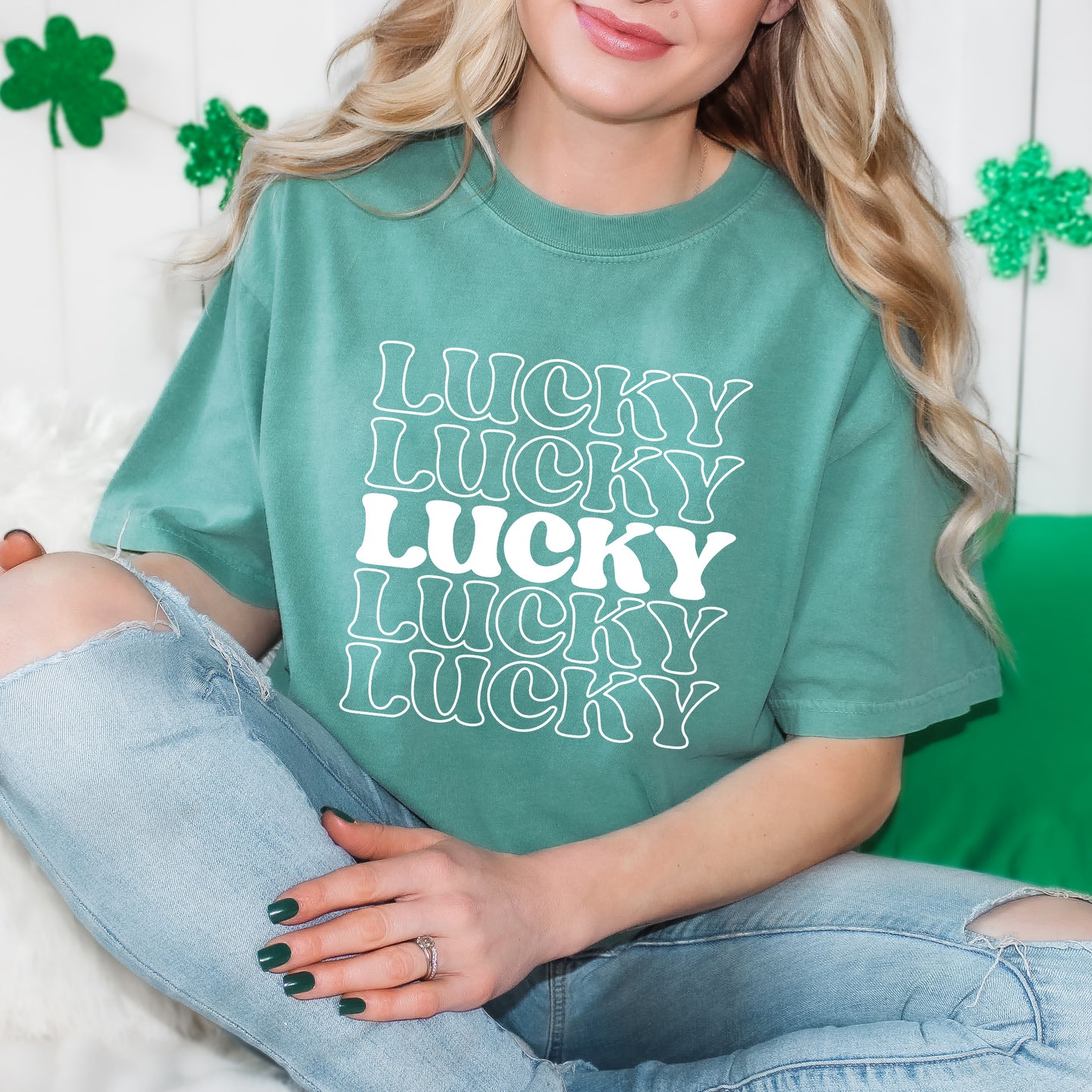 Lucky Stacked | Garment Dyed Tee