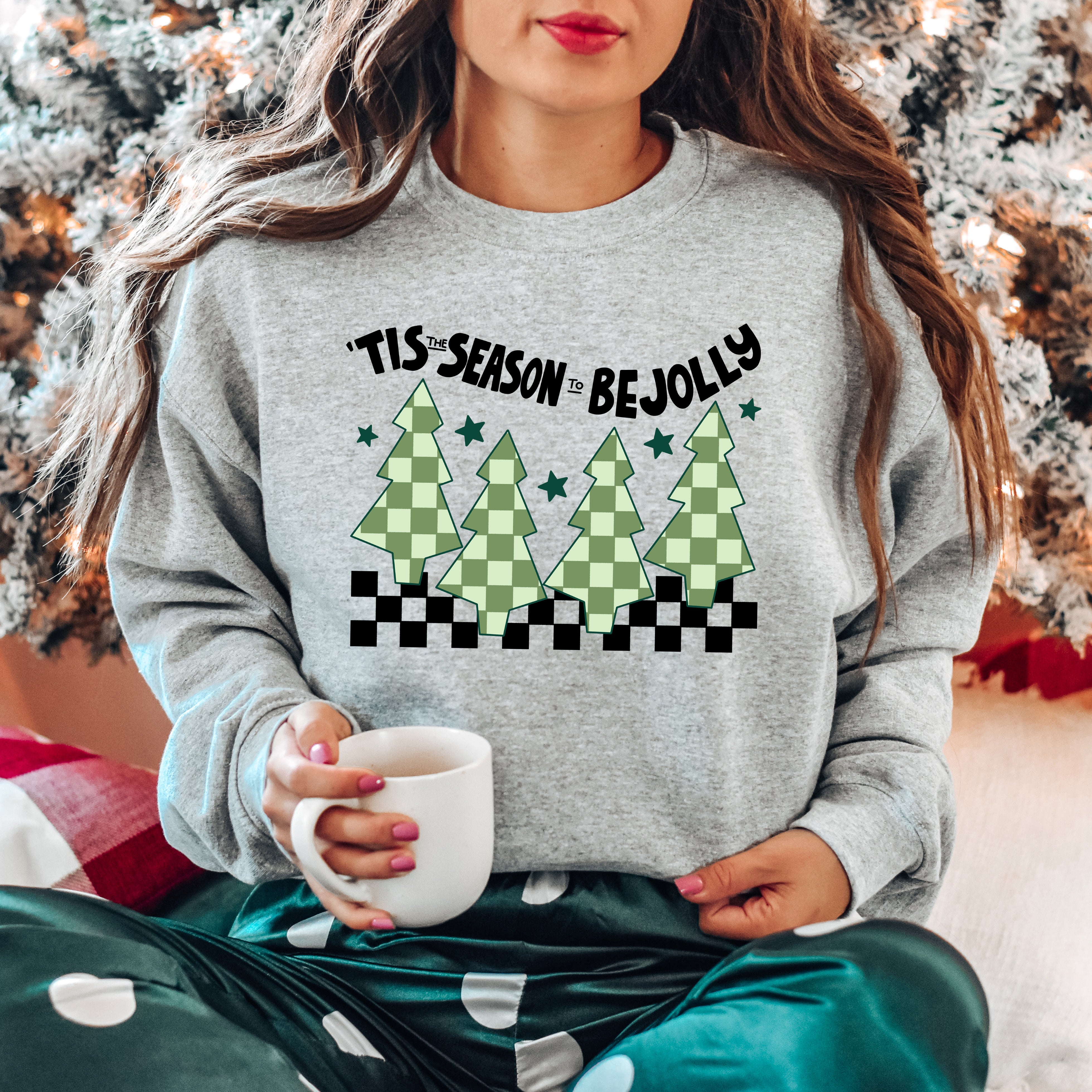 Be Jolly Checkered Tree | Sweatshirt