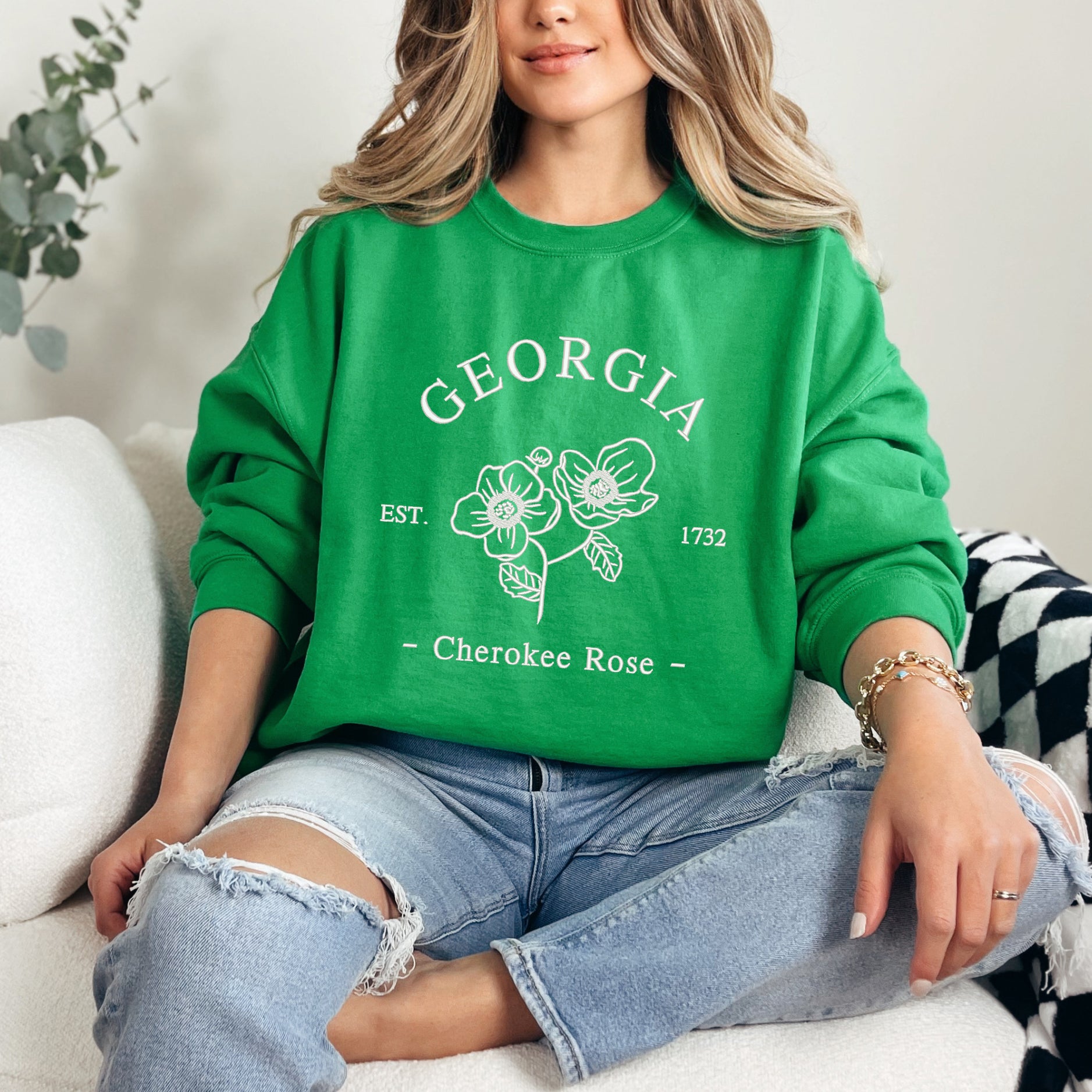 Embroidered Georgia Cherokee Rose | Sweatshirt