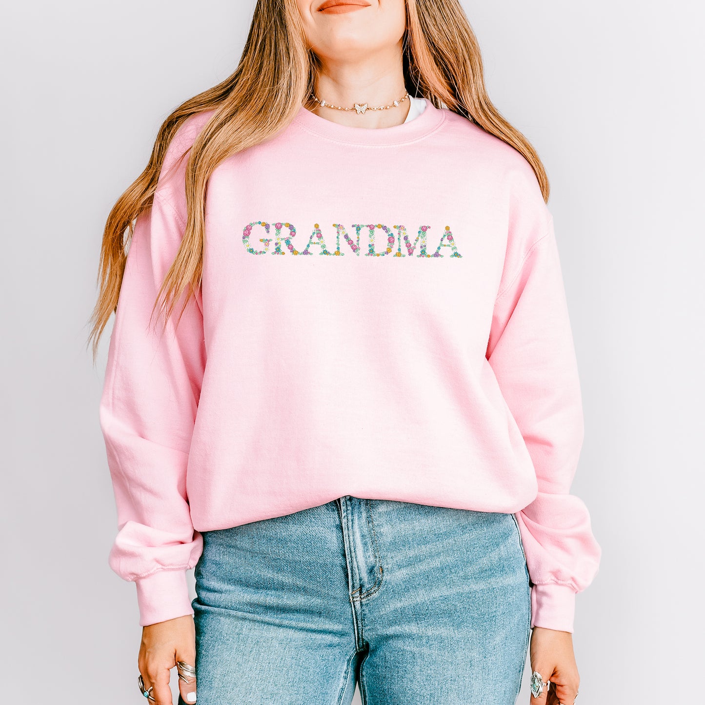 Embroidered Floral Grandma | Sweatshirt