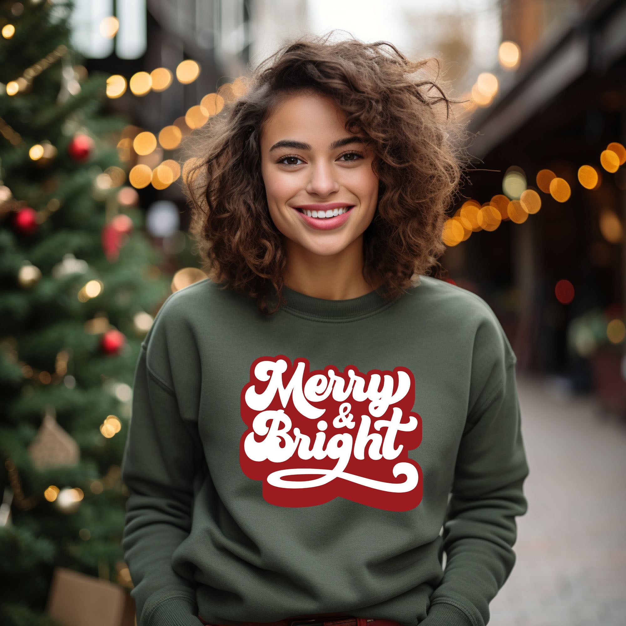 Retro Merry And Bright | Sweatshirt