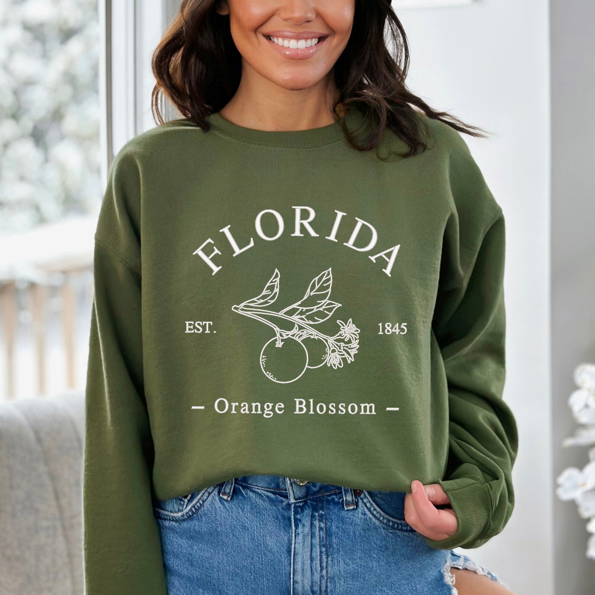 Embroidered Florida Orange Blossom | Sweatshirt