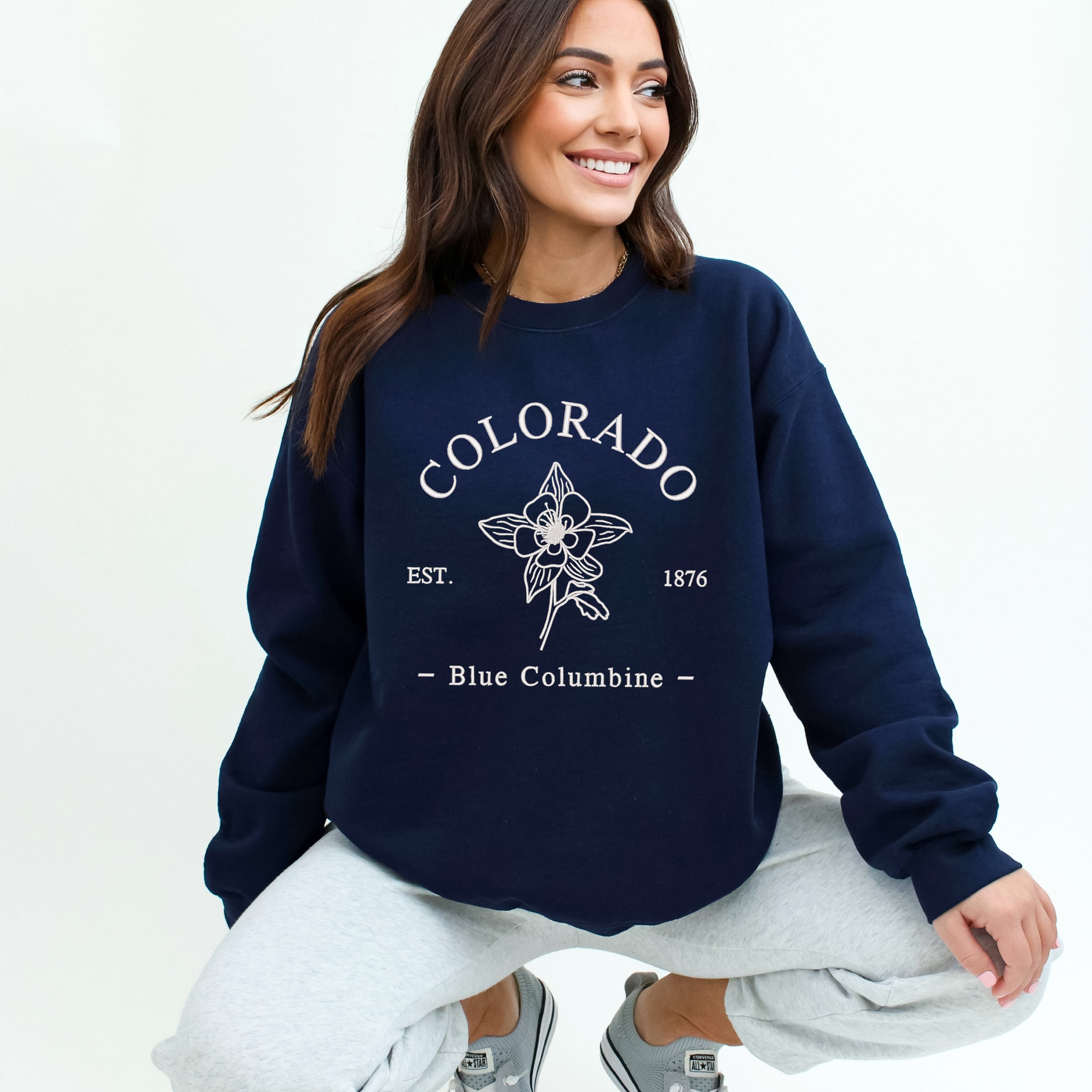 Embroidered Colorado Flower | Sweatshirt