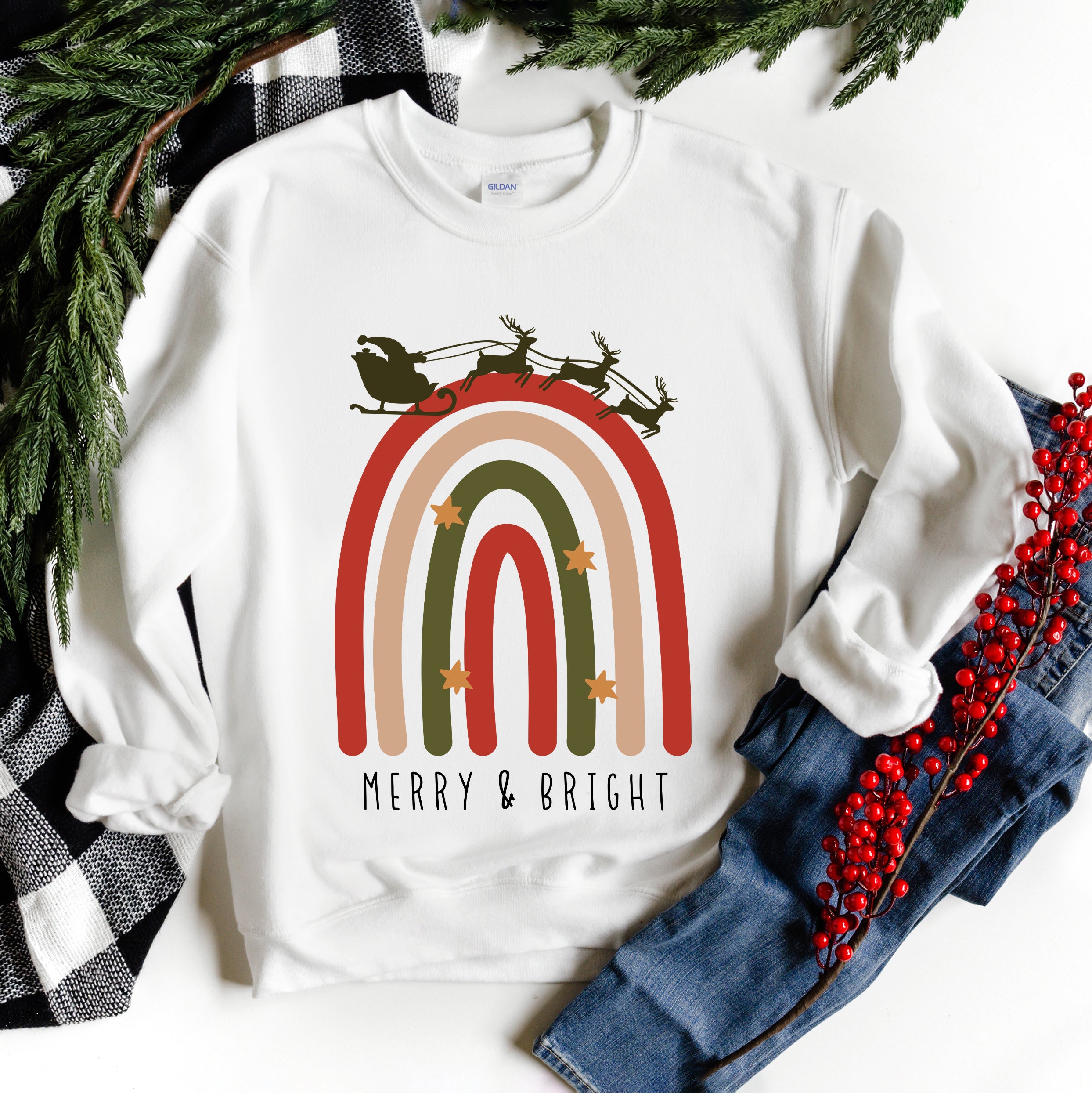Boho Merry And Bright Rainbow | Sweatshirt