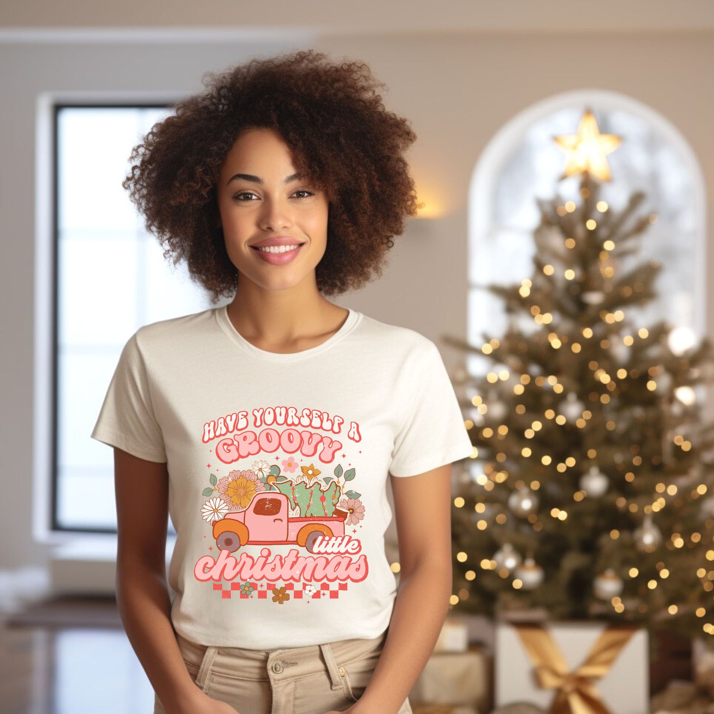 Groovy Little Christmas Truck | Short Sleeve Graphic Tee