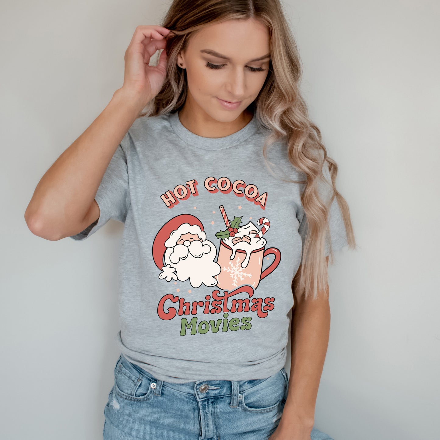 Retro Hot Cocoa Christmas Movies | Short Sleeve Crew Neck