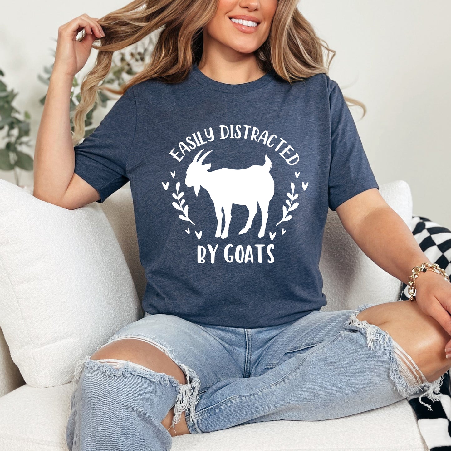 Easily Distracted By Goats | Short Sleeve Graphic Tee