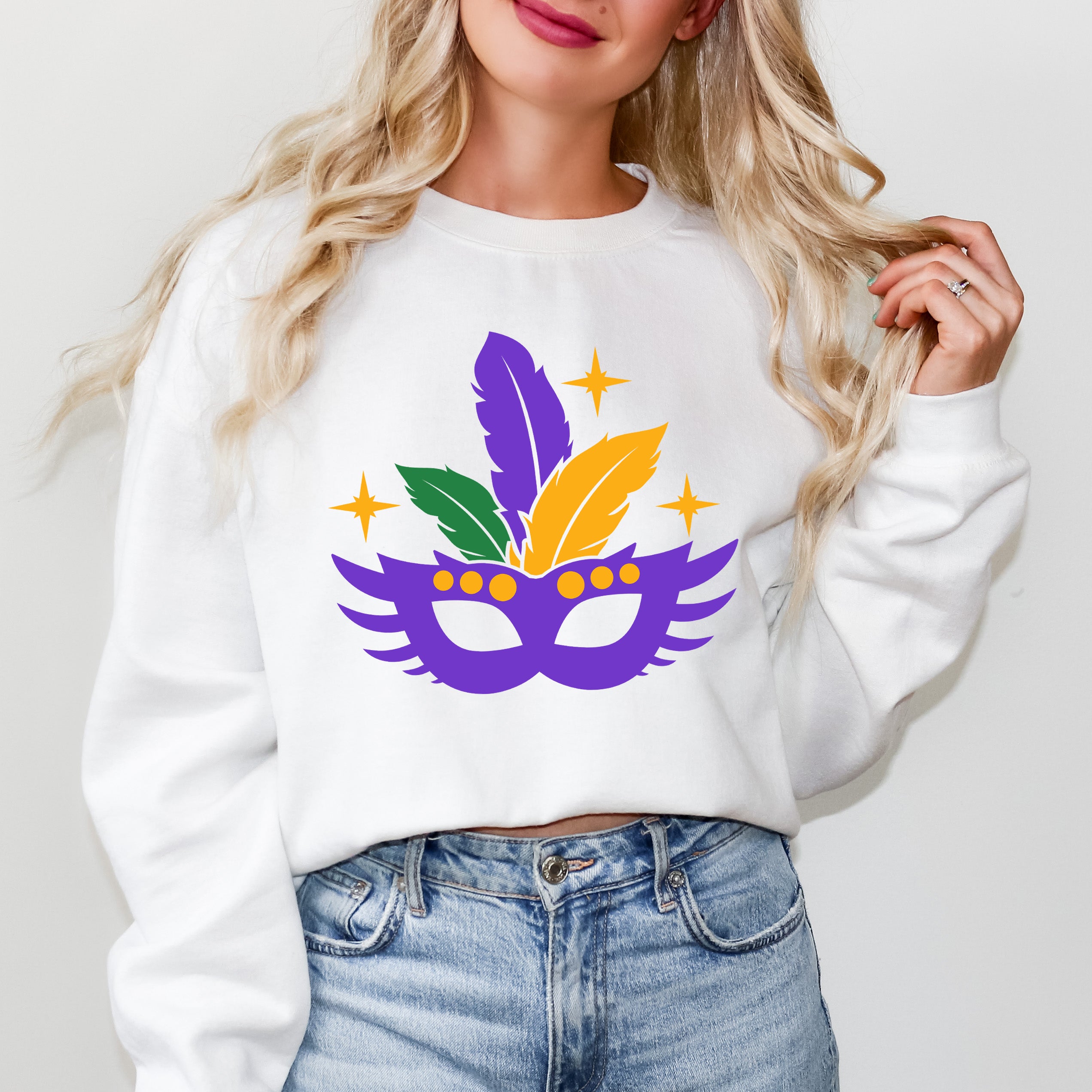 Feathered Mask Sparkle | Sweatshirt