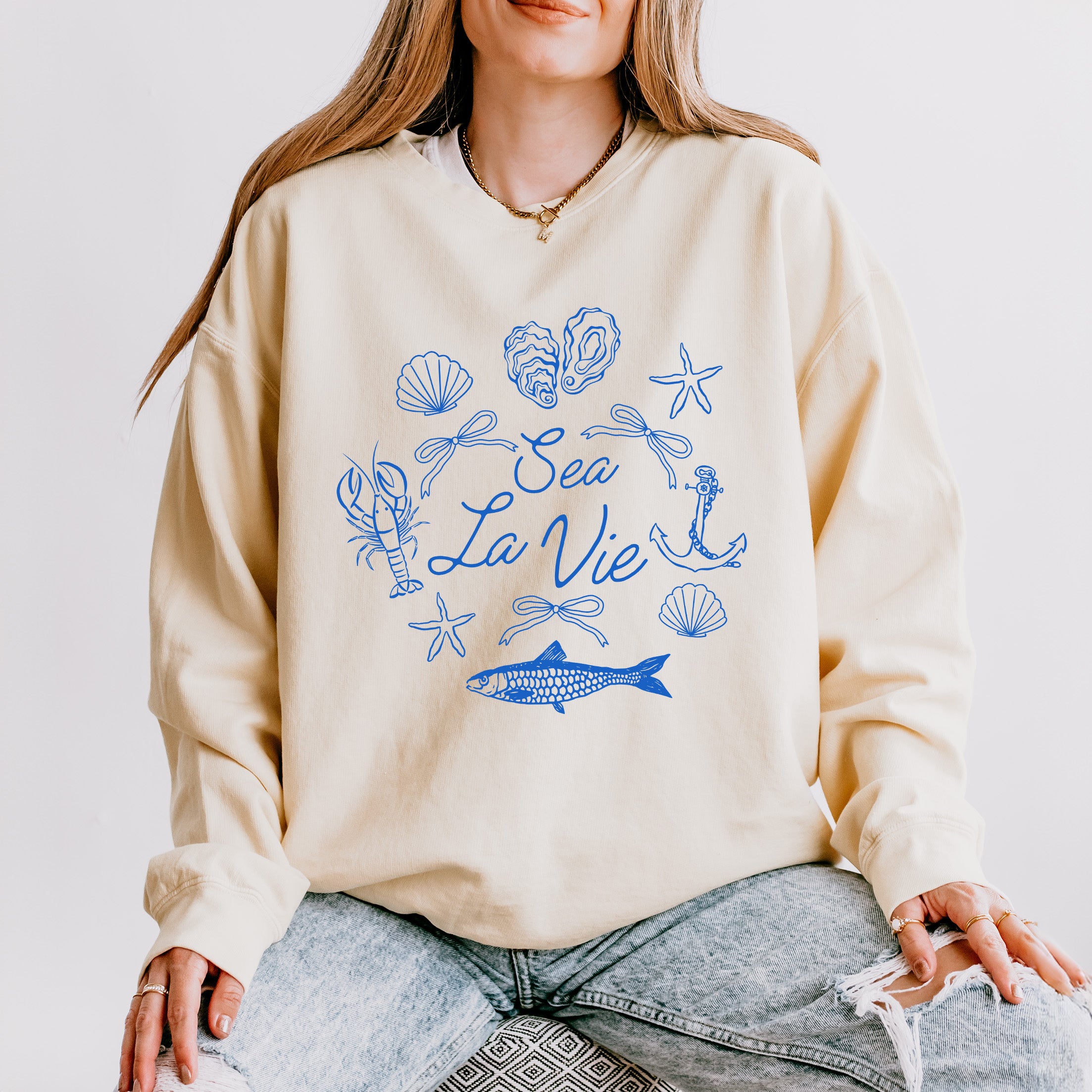 Sea La Vie Collage | Lightweight Garment Dyed Sweatshirt