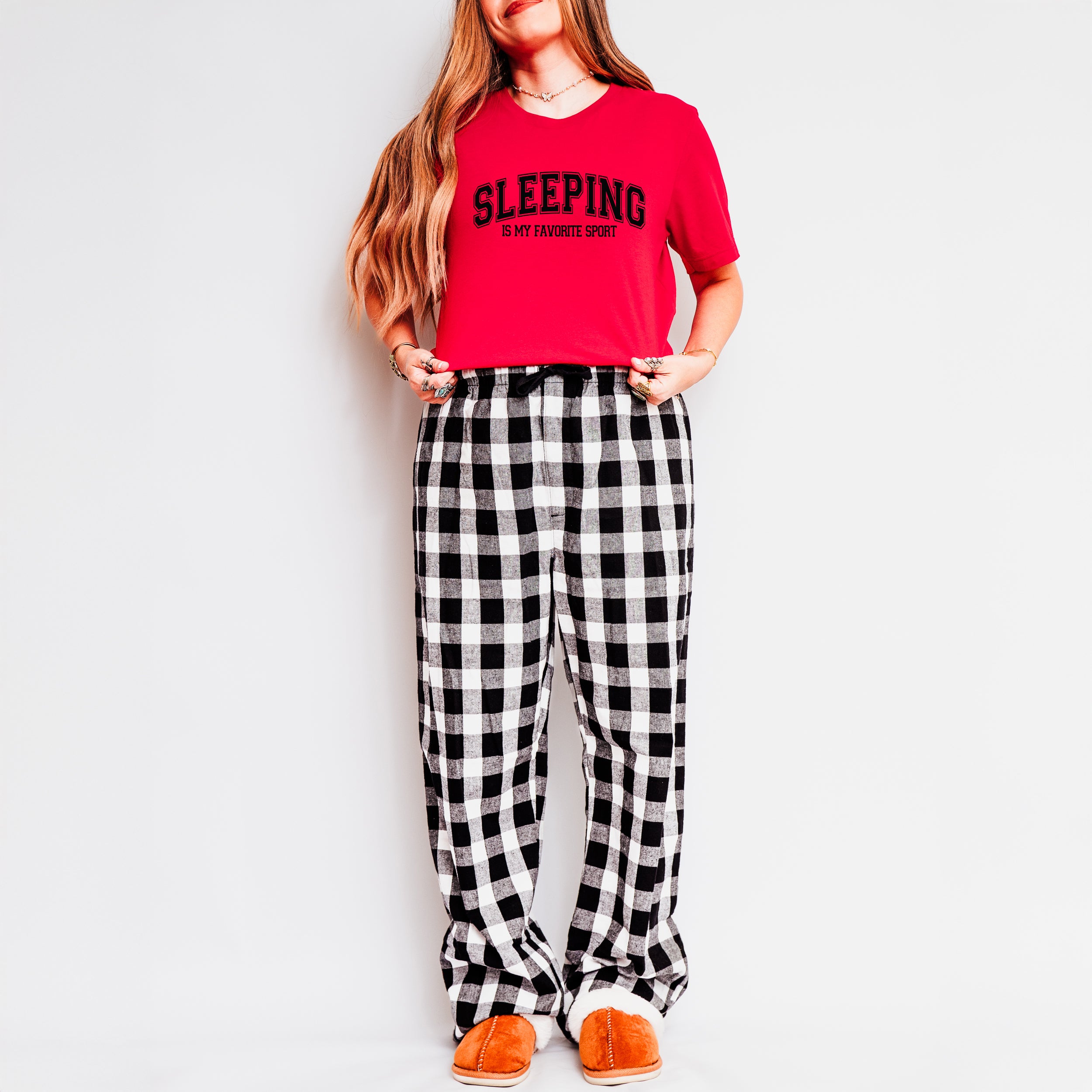 Sleeping Is My Favorite Sport | Plaid Pajama Short Sleeve Set