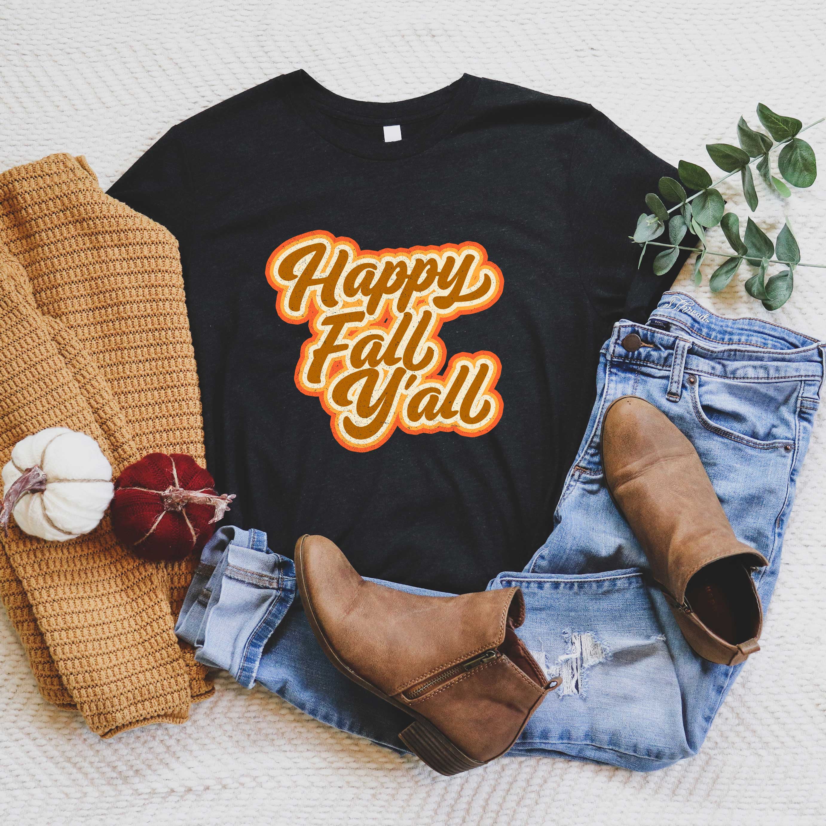 Retro Happy Fall Y'all | Short Sleeve Graphic Tee