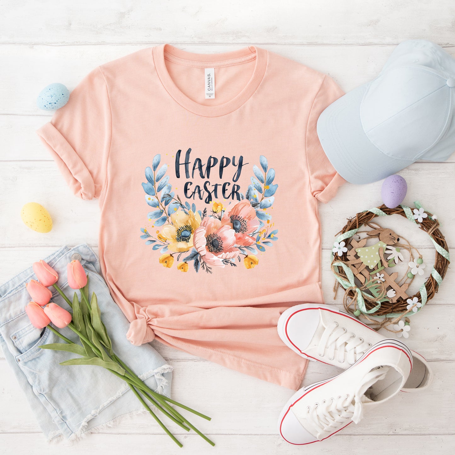 Happy Easter Floral | Short Sleeve Graphic Tee