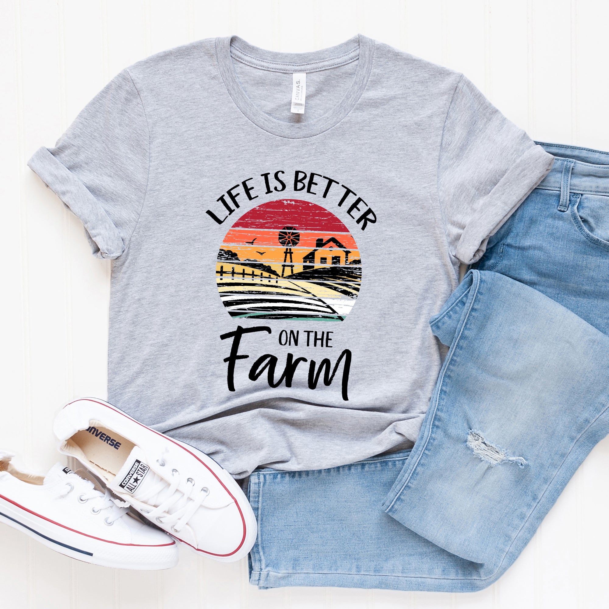 Life Is Better On The Farm Sunset | Short Sleeve Graphic Tee