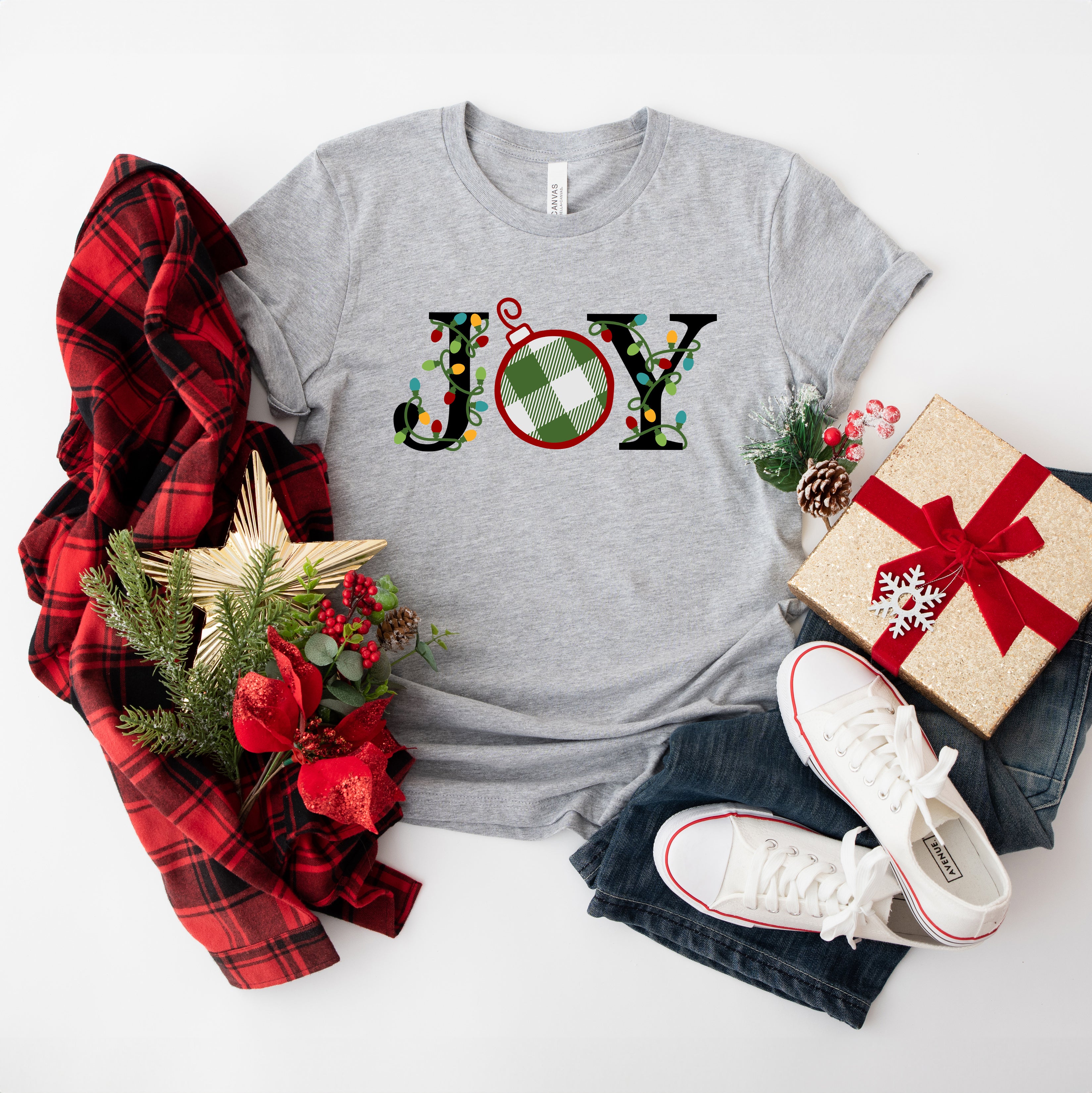 Joy Christmas Lights | Short Sleeve Crew Neck