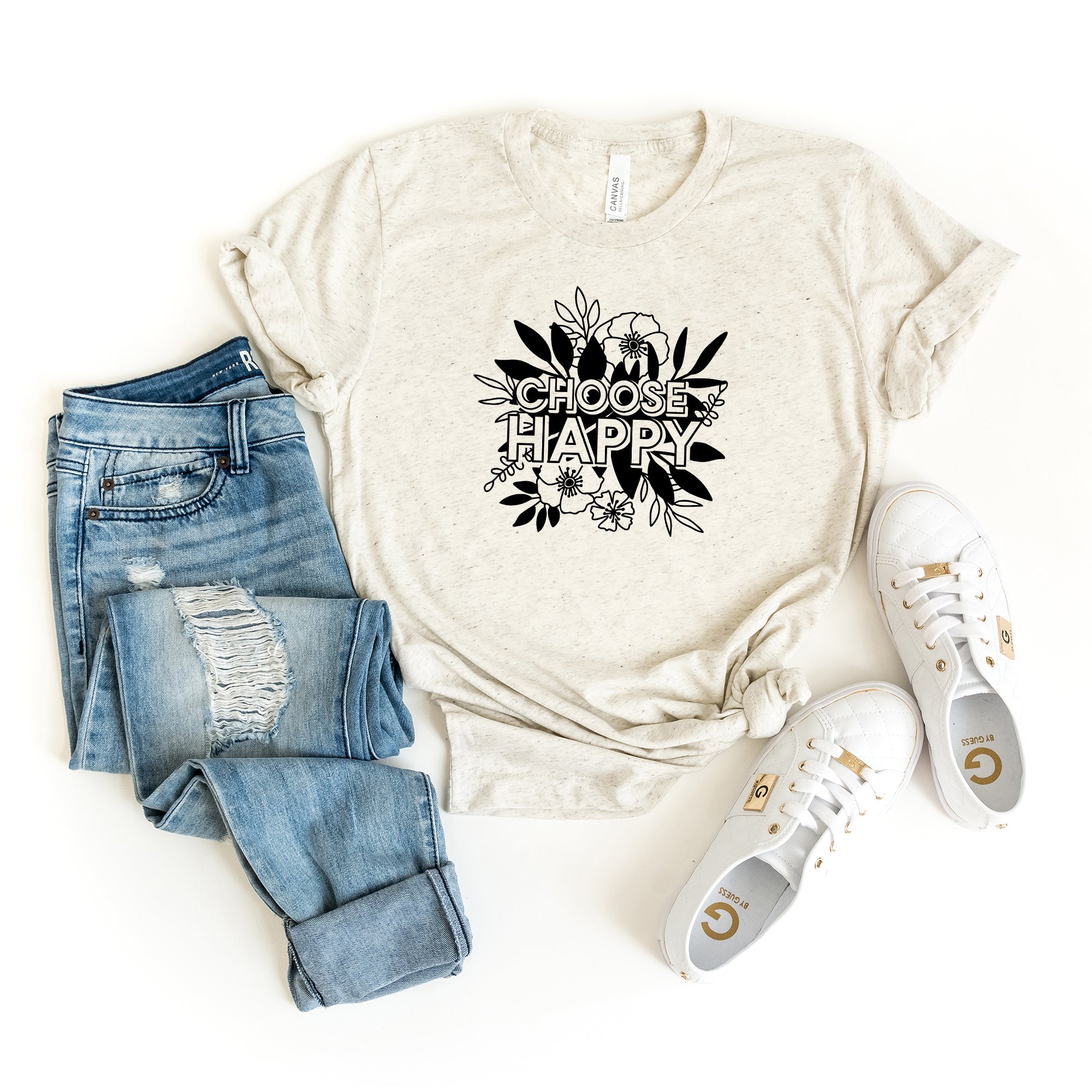 Choose Happy Floral | Short Sleeve Graphic Tee