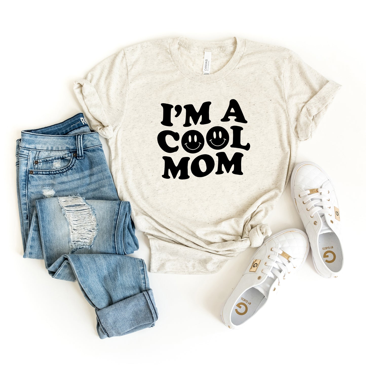 I'm A Cool Mom Smiley Face | Short Sleeve Graphic Tee