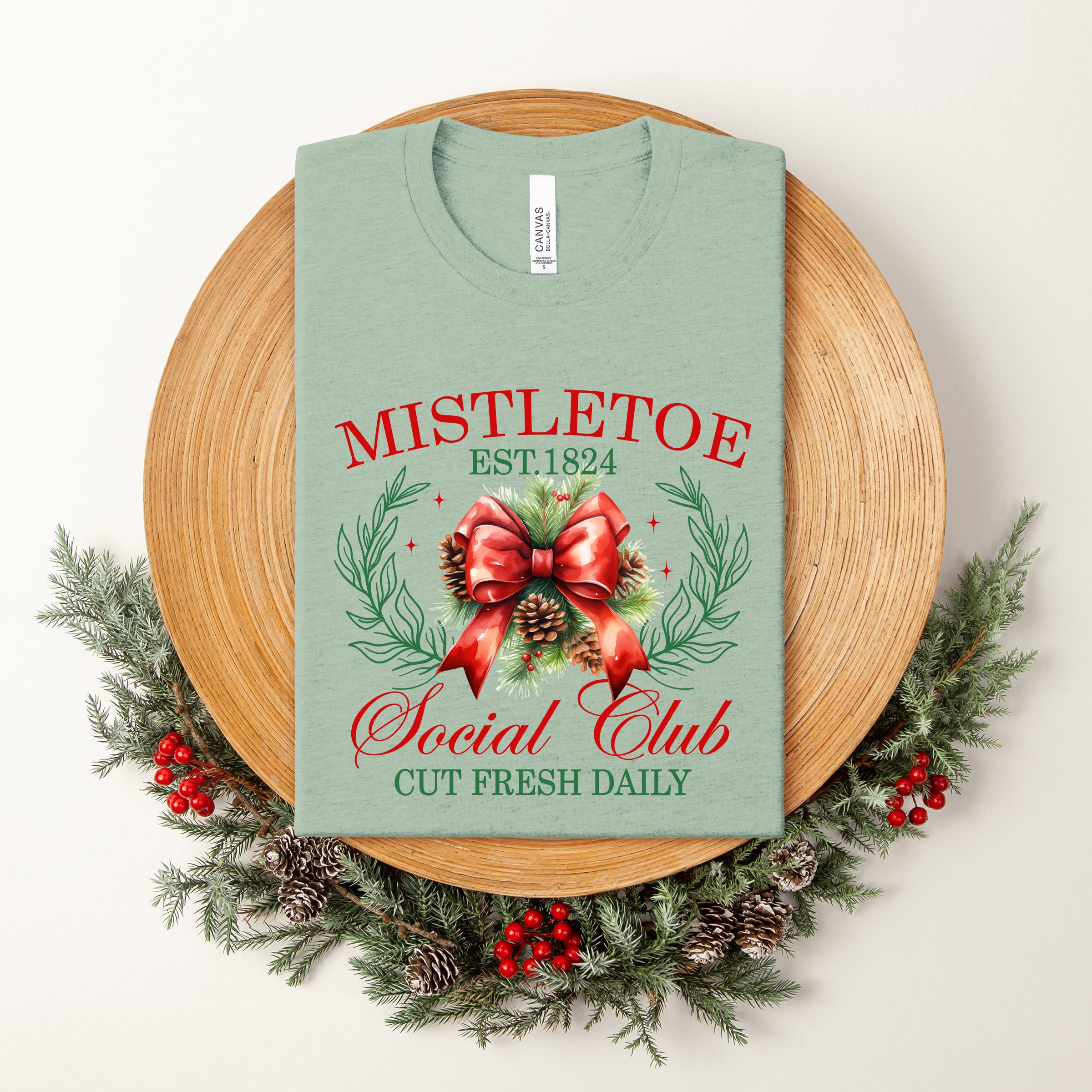 Coquette Mistletoe Social Club | Short Sleeve Crewneck