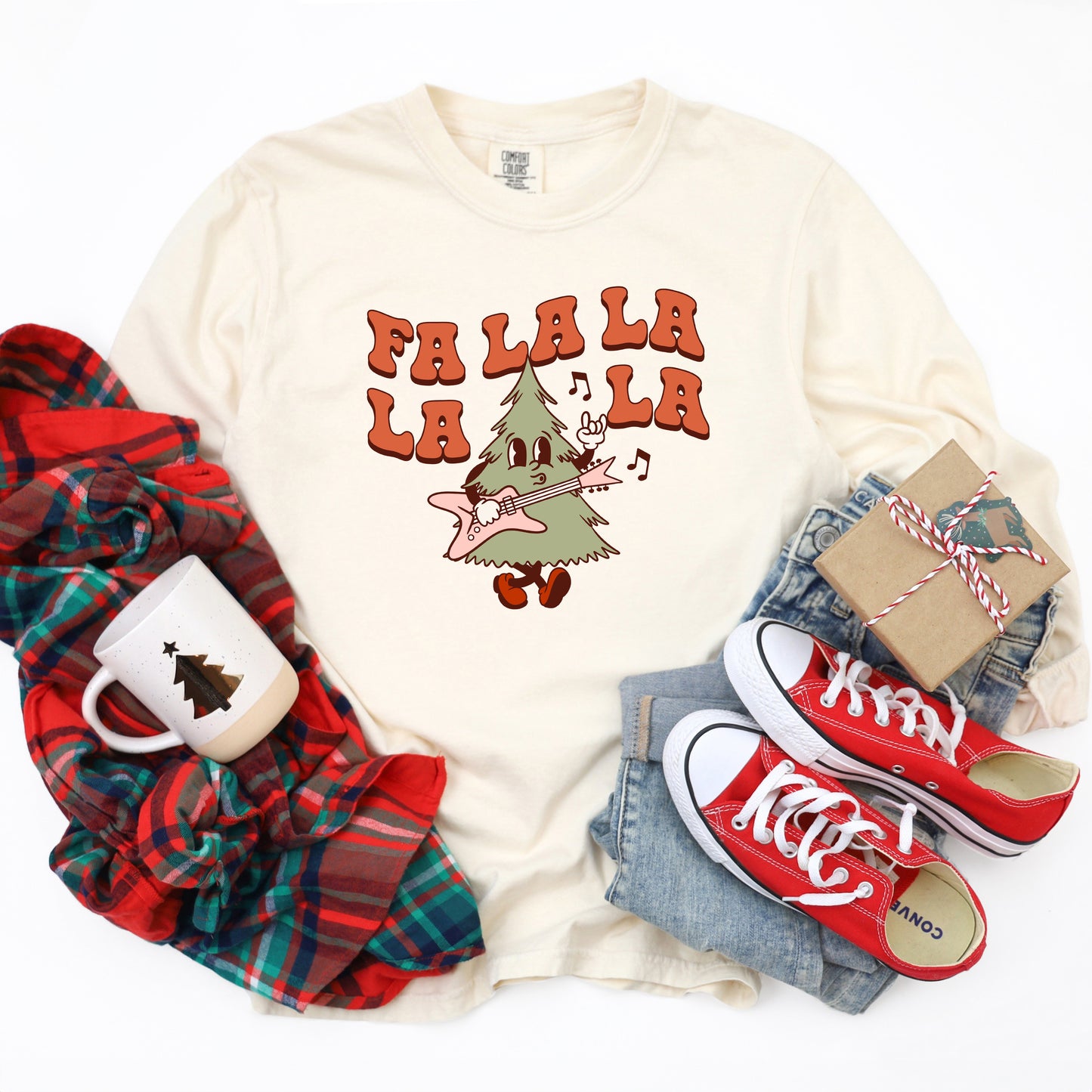 Fa La La Rockin Tree | Garment Dyed Long Sleeve