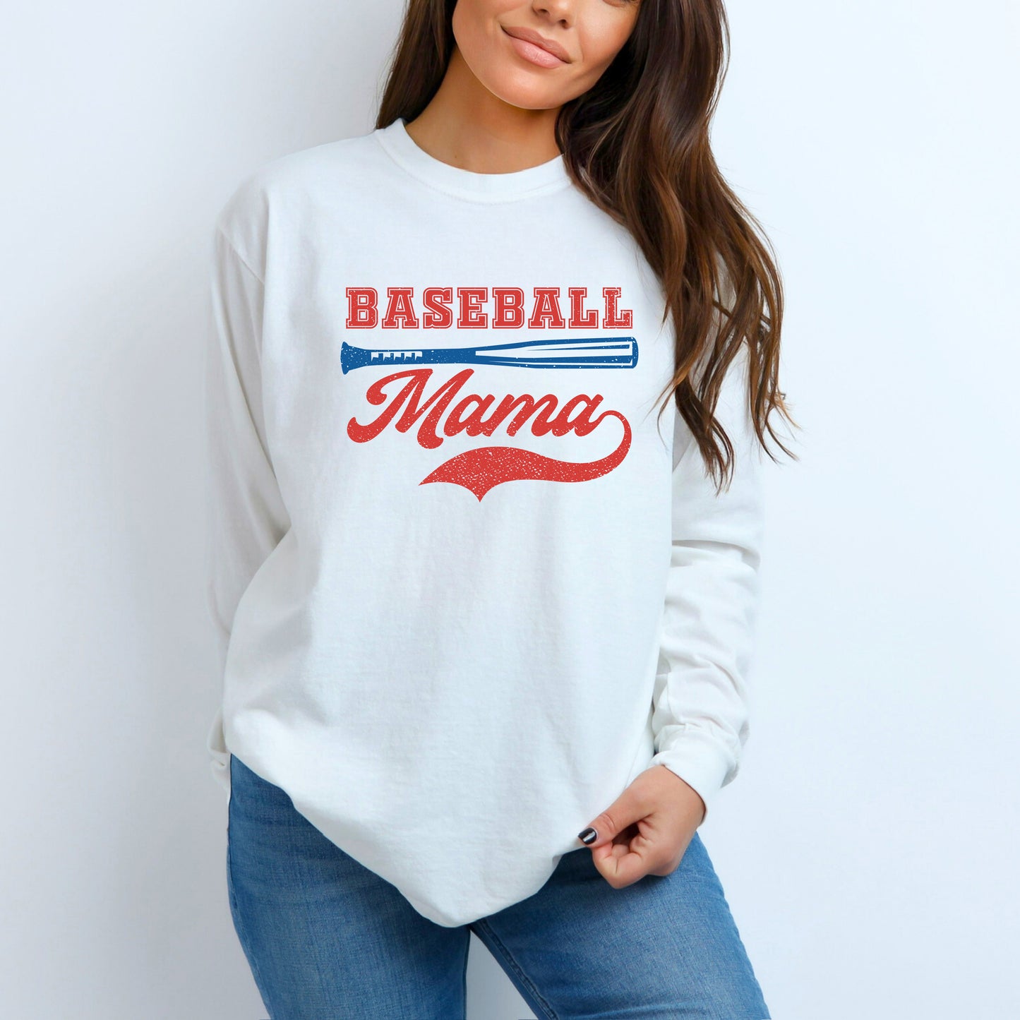 Baseball Mama Grunge | Garment Dyed Long Sleeve