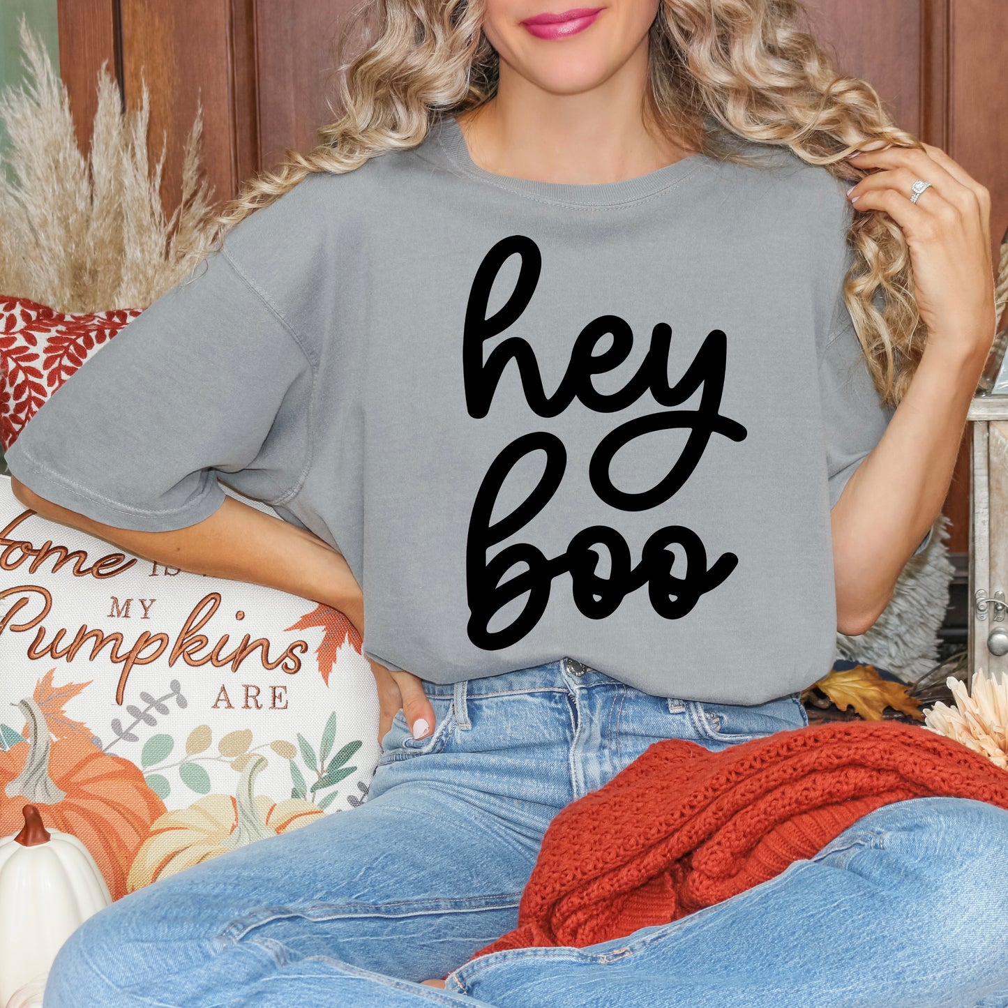 Hey Boo Cursive | Garment Dyed Tee