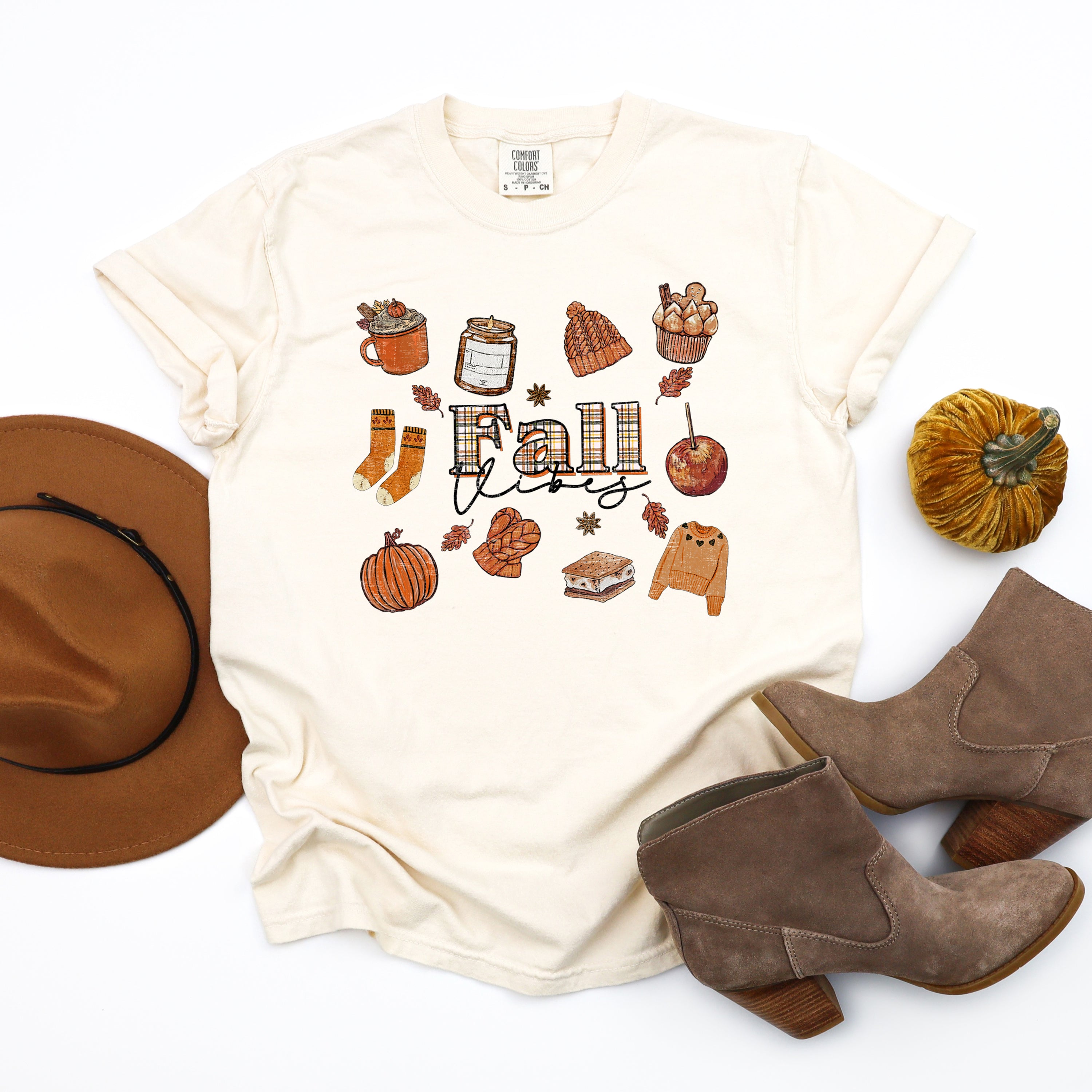 Plaid Fall Vibes Collage | Garment Dyed Tee