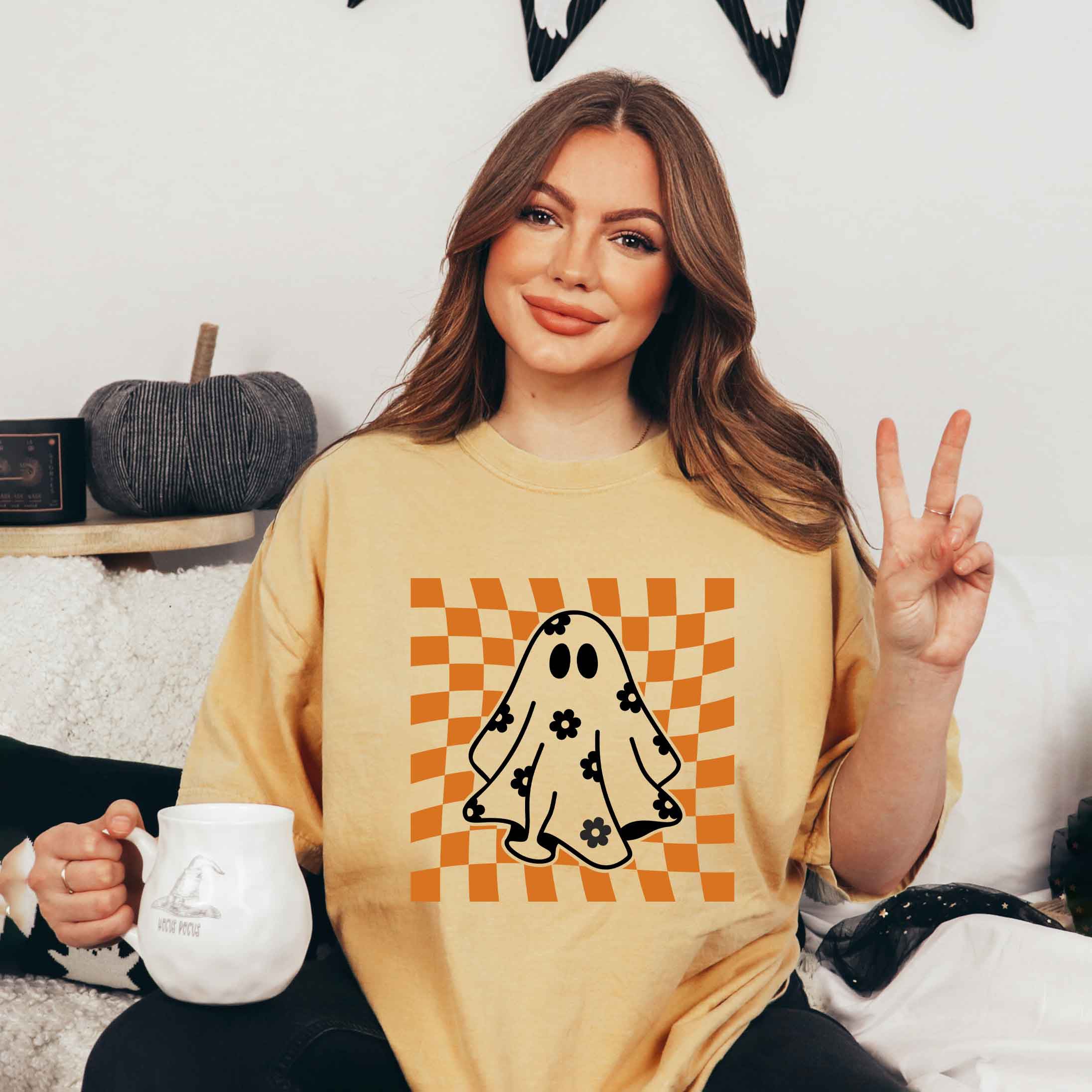 Checkered Flower Ghost | Garment Dyed Tee