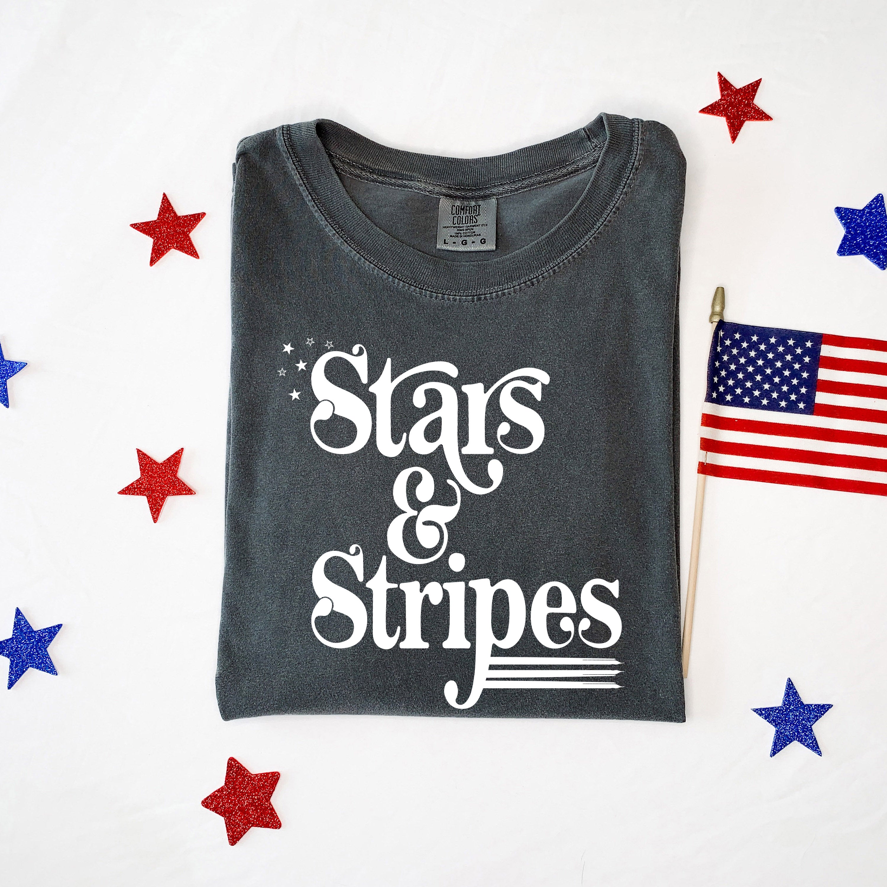 Stars And Stripes Retro | Garment Dyed Short Sleeve Tee