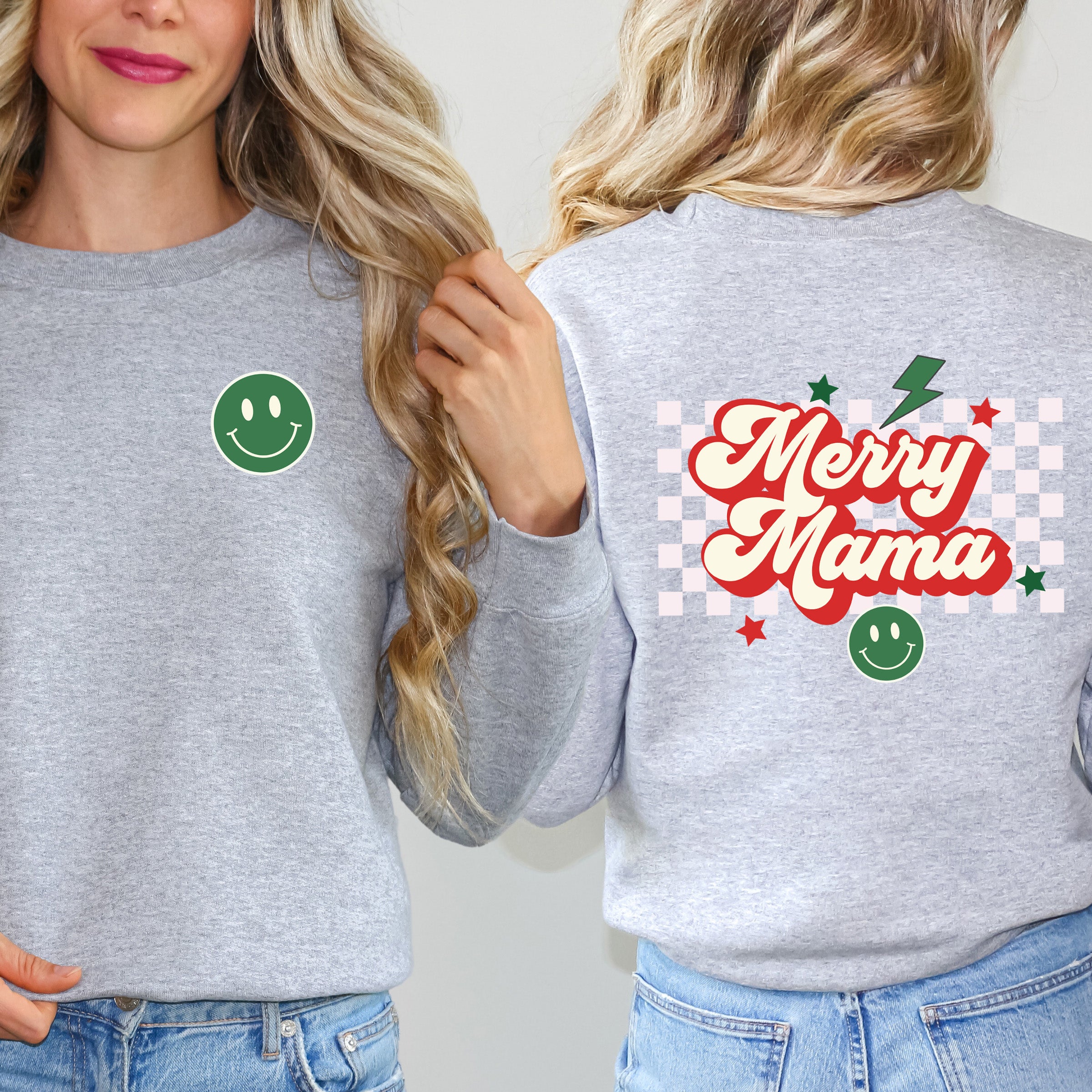 Merry Mama Checkered | Sweatshirt Front and Back Design