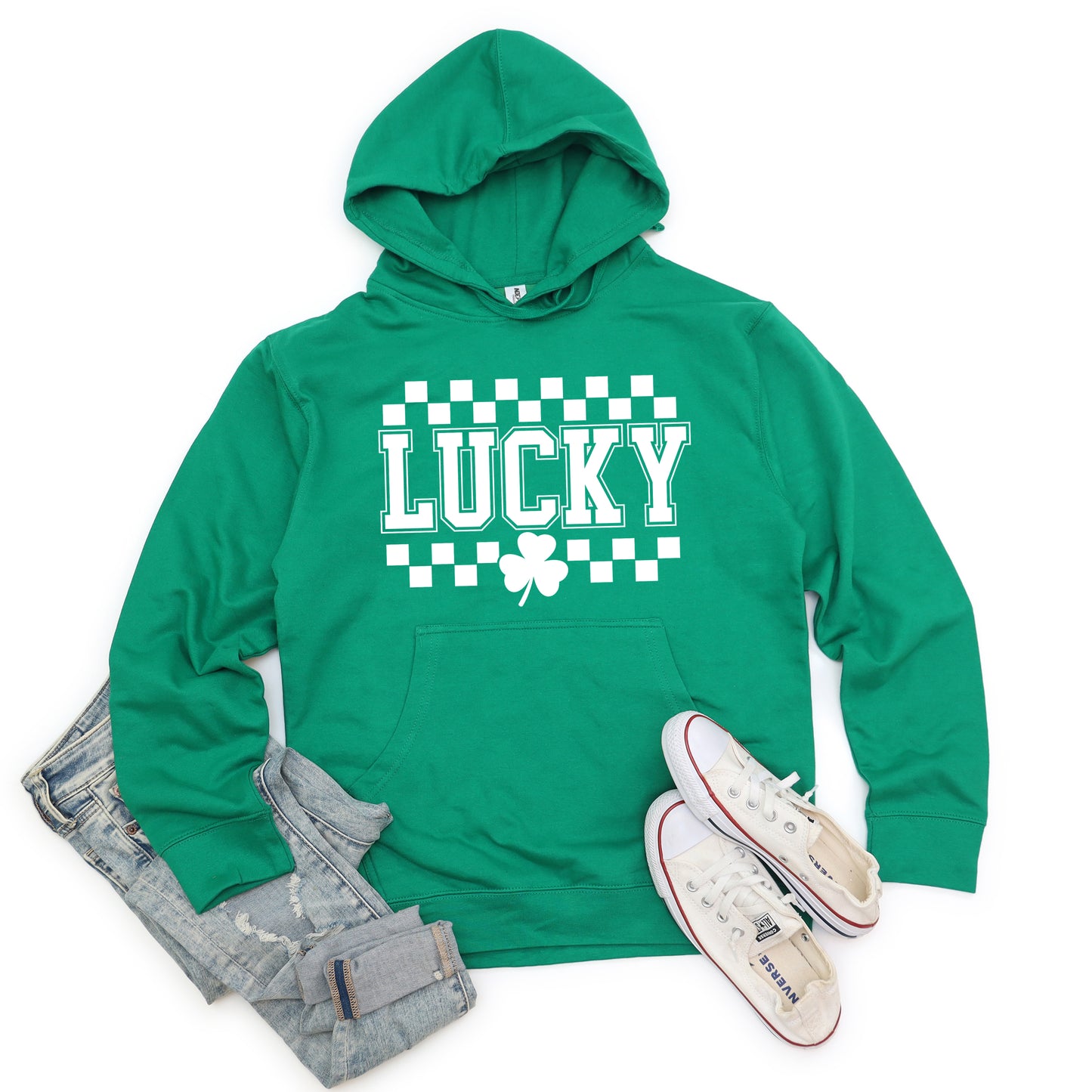 Checkered Lucky Shamrock | Hoodie