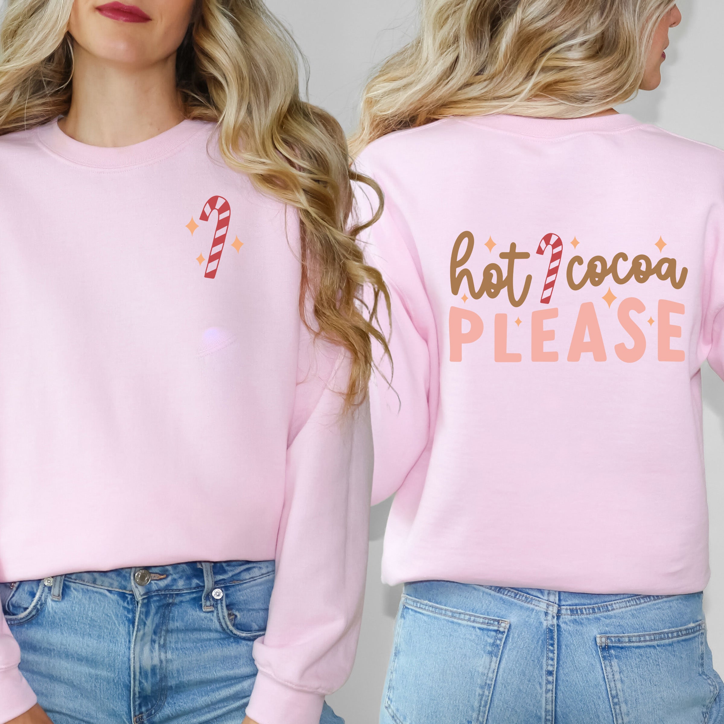 Hot Cocoa Please | Sweatshirt Front and Back Design
