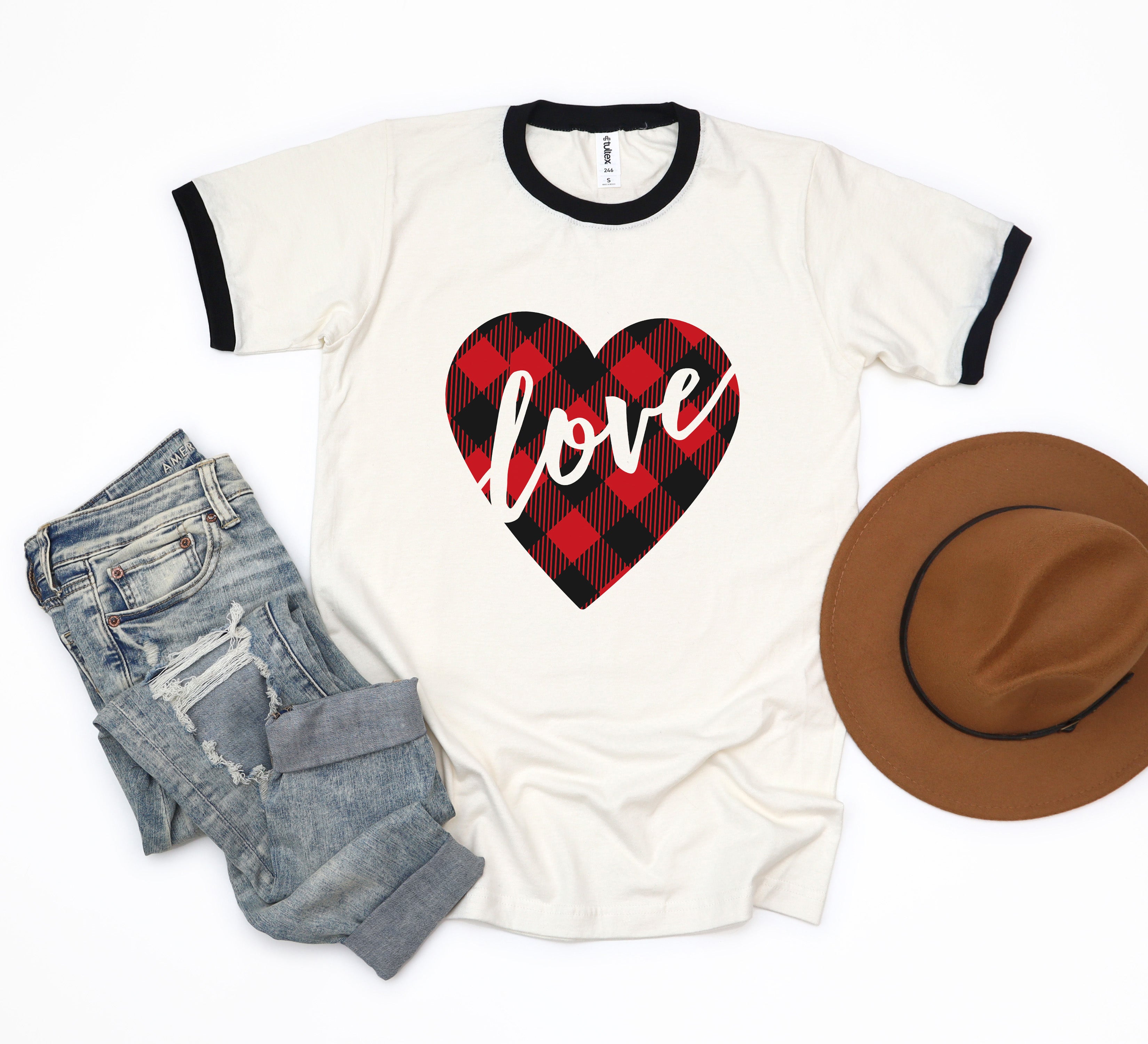 Buffalo Plaid Love Heart | Ringer Tee