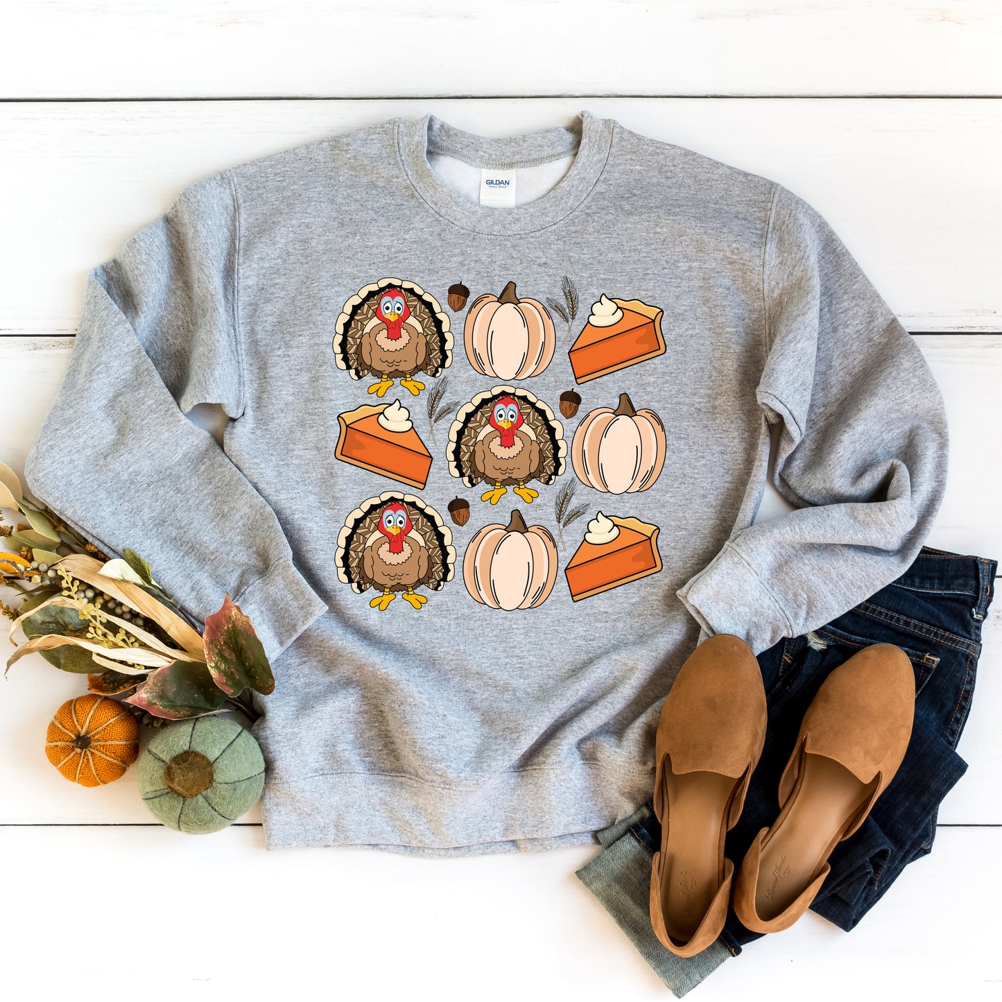 Turkey Pumpkin Pie Grid | Sweatshirt