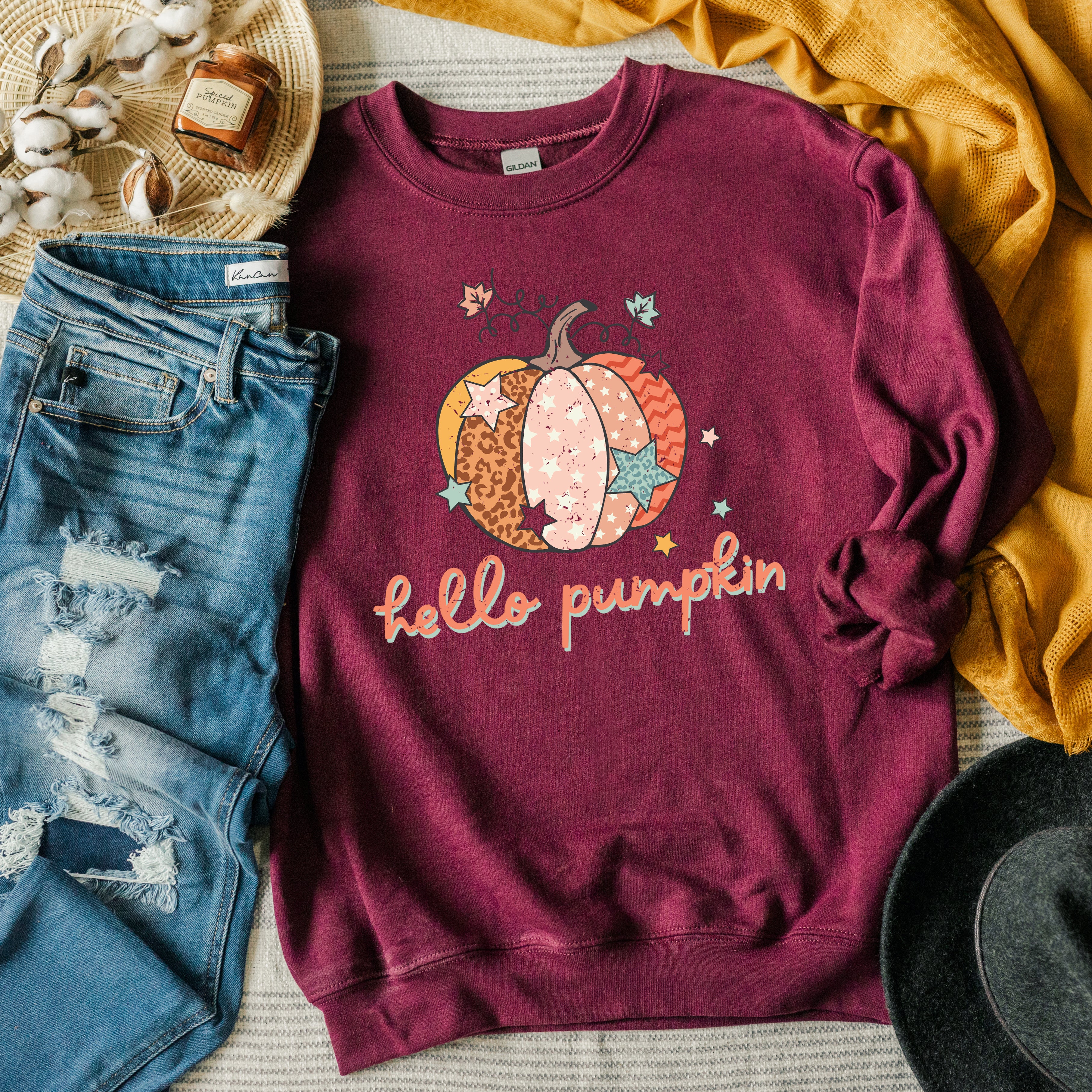 Hello Pumpkin Colorful Stars | Sweatshirt