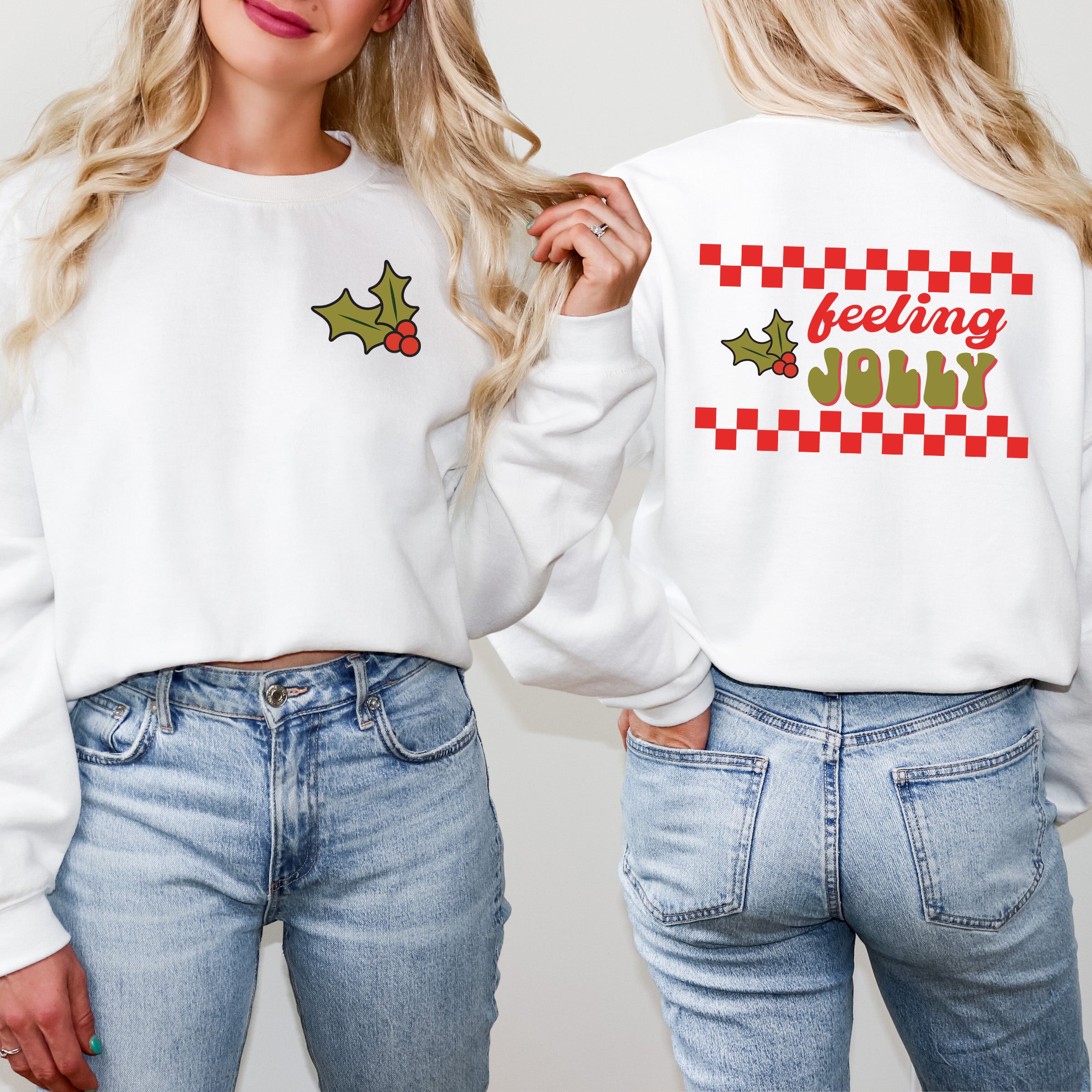 Feeling Jolly Checkered | Sweatshirt Front and Back Design