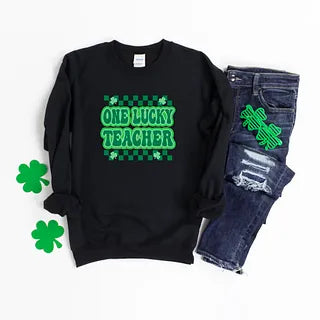 Checkered Lucky Teacher | Sweatshirt