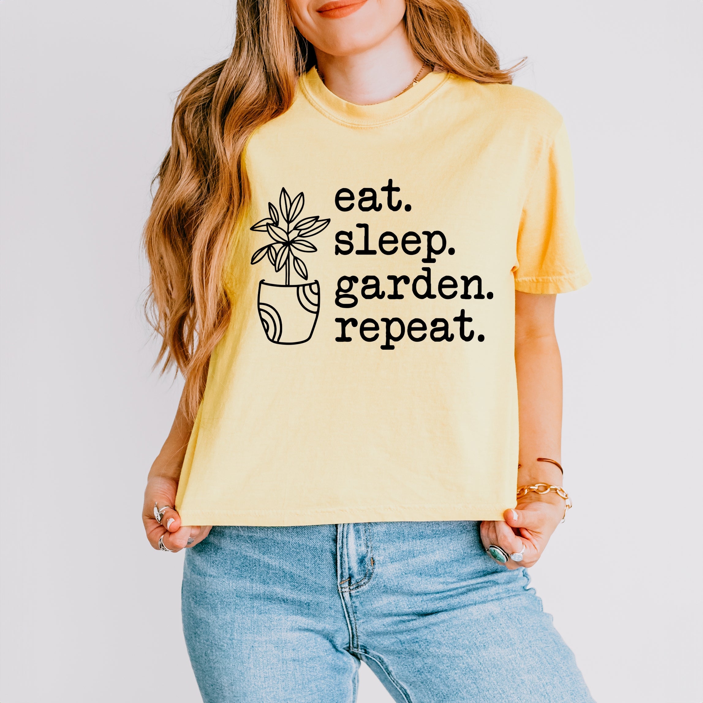 Eat Sleep Garden Repeat | Relaxed Fit Cropped Tee