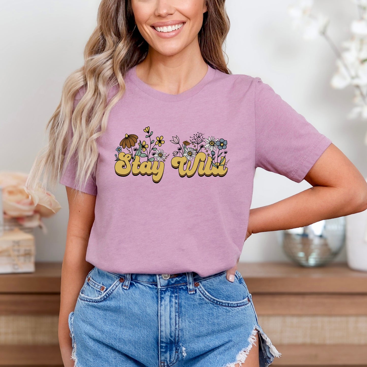 Stay Wild Colorful Flowers | Short Sleeve Graphic Tee