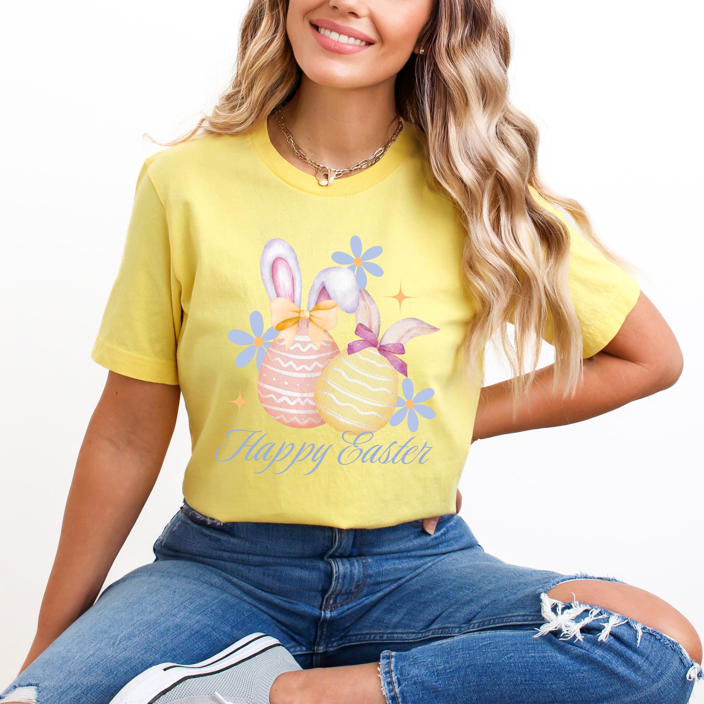 Coquette Happy Easter Eggs | Short Sleeve Graphic Tee