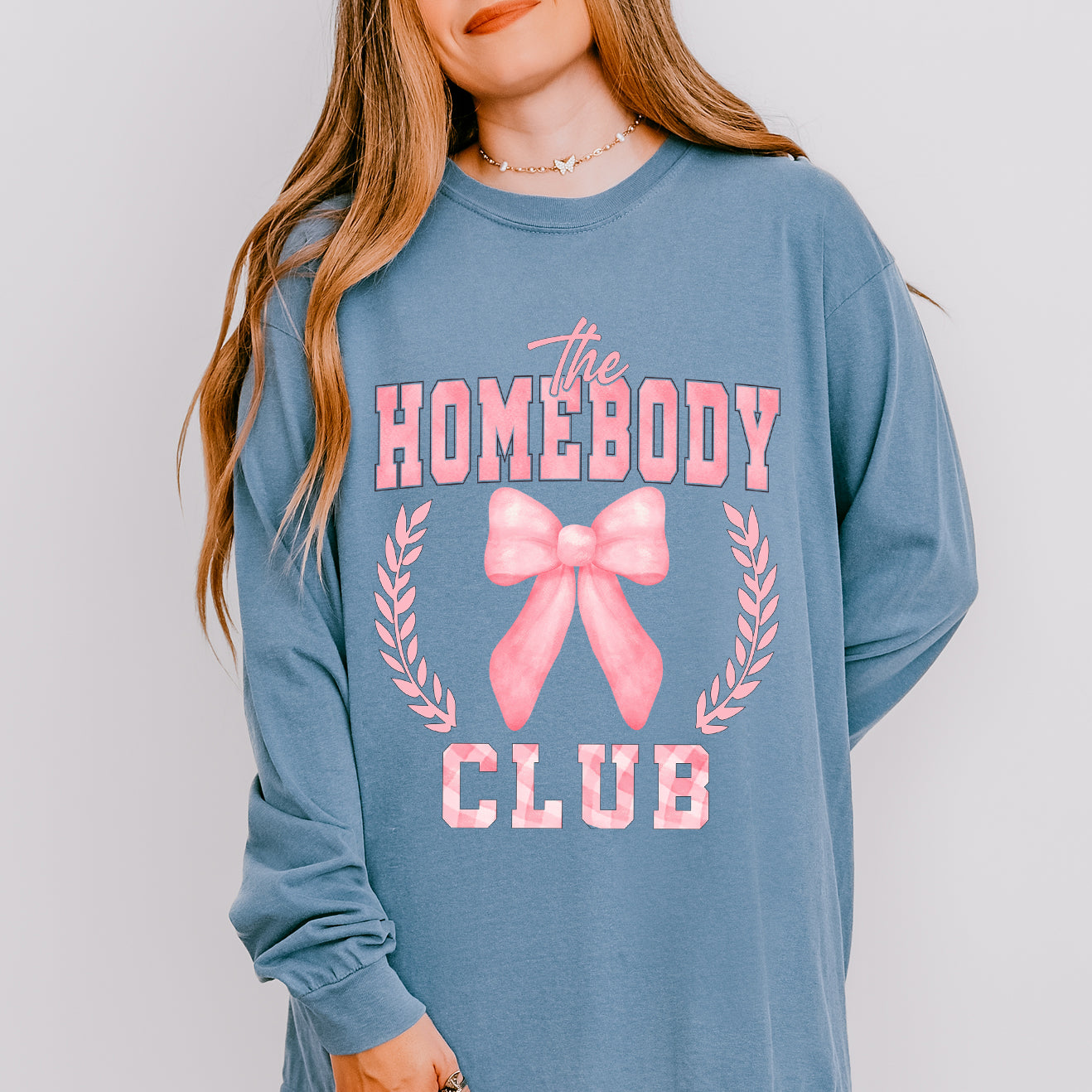 Coquette Pink Homebody Club | Garment Dyed Long Sleeve