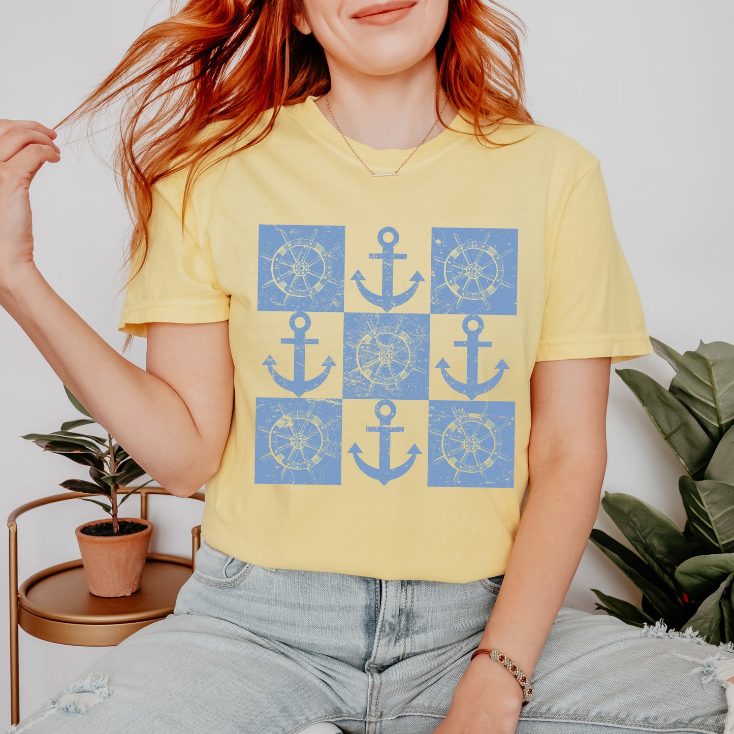 Anchor Wheel Grid | Garment Dyed Tee