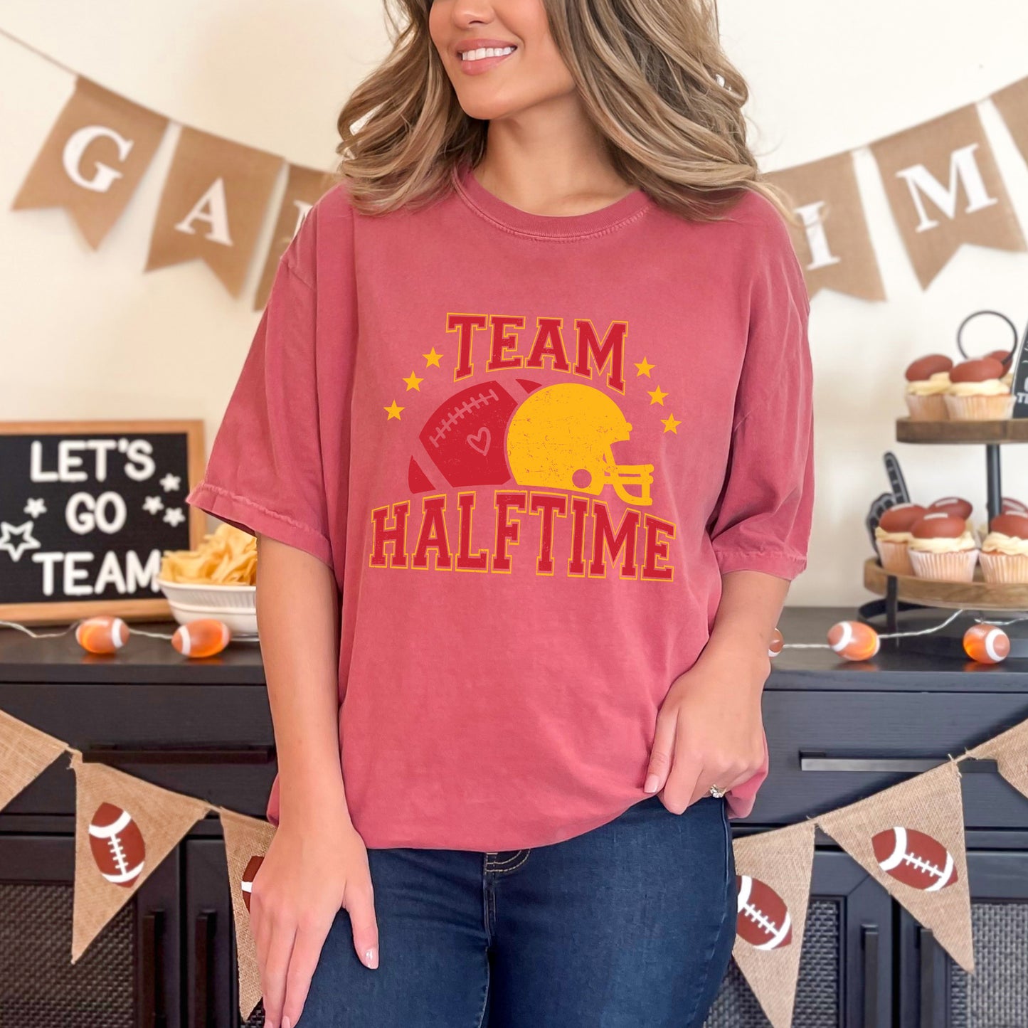 Team Halftime Distressed - Red | Garment Dyed Tee