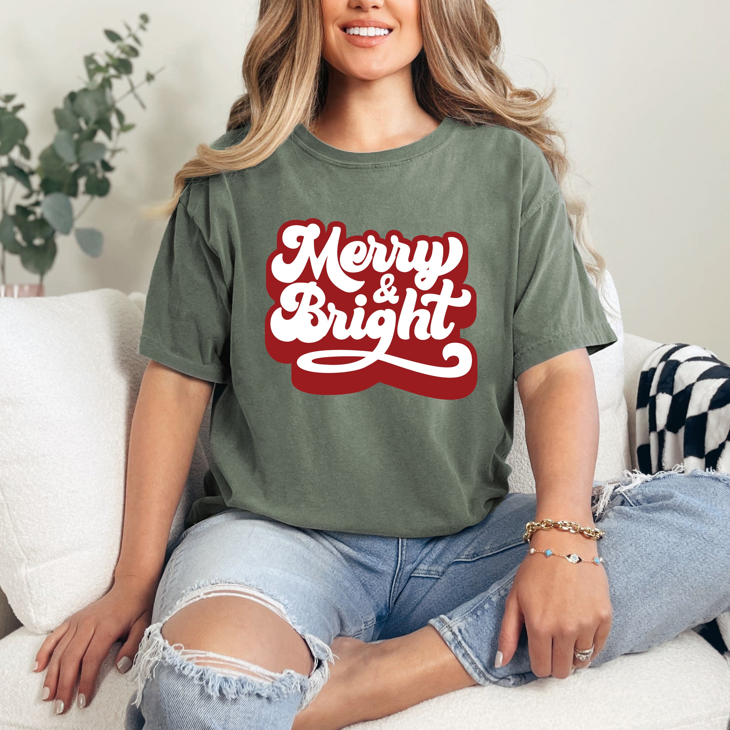 Retro Merry And Bright | Garment Dyed Tee