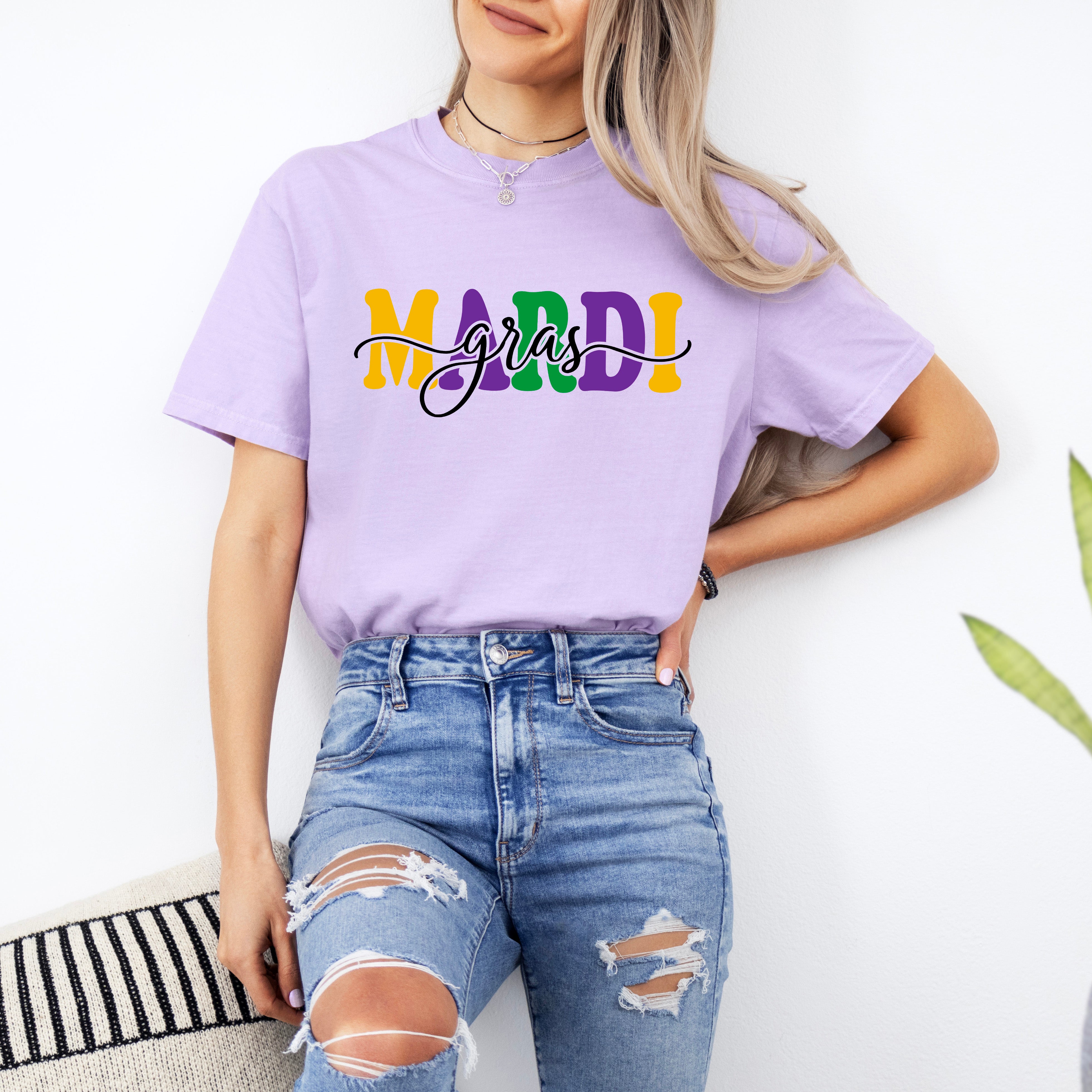 Mardi Gras Script | Garment Dyed Tee