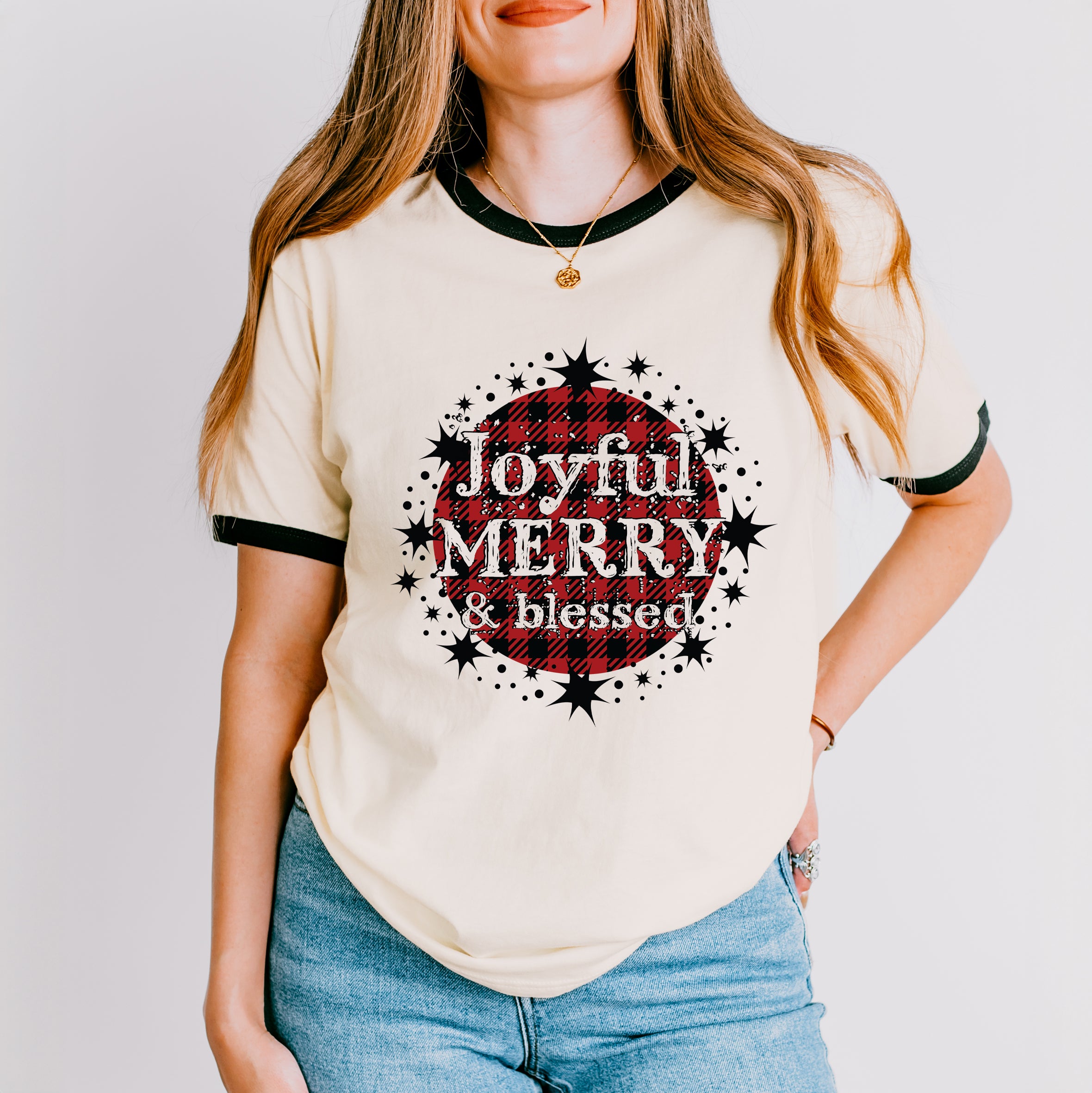 Joyful Merry And Blessed | Ringer Tee