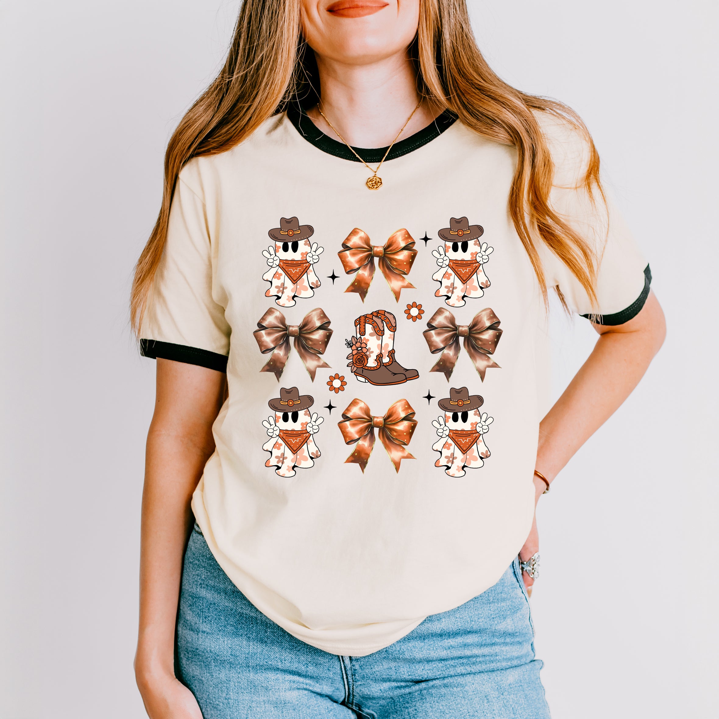 Coquette Cartoon Ghost And Boots Chart | Ringer Tee