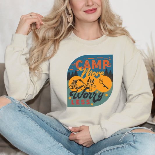 Camp More Worry Less Badge | Sweatshirt